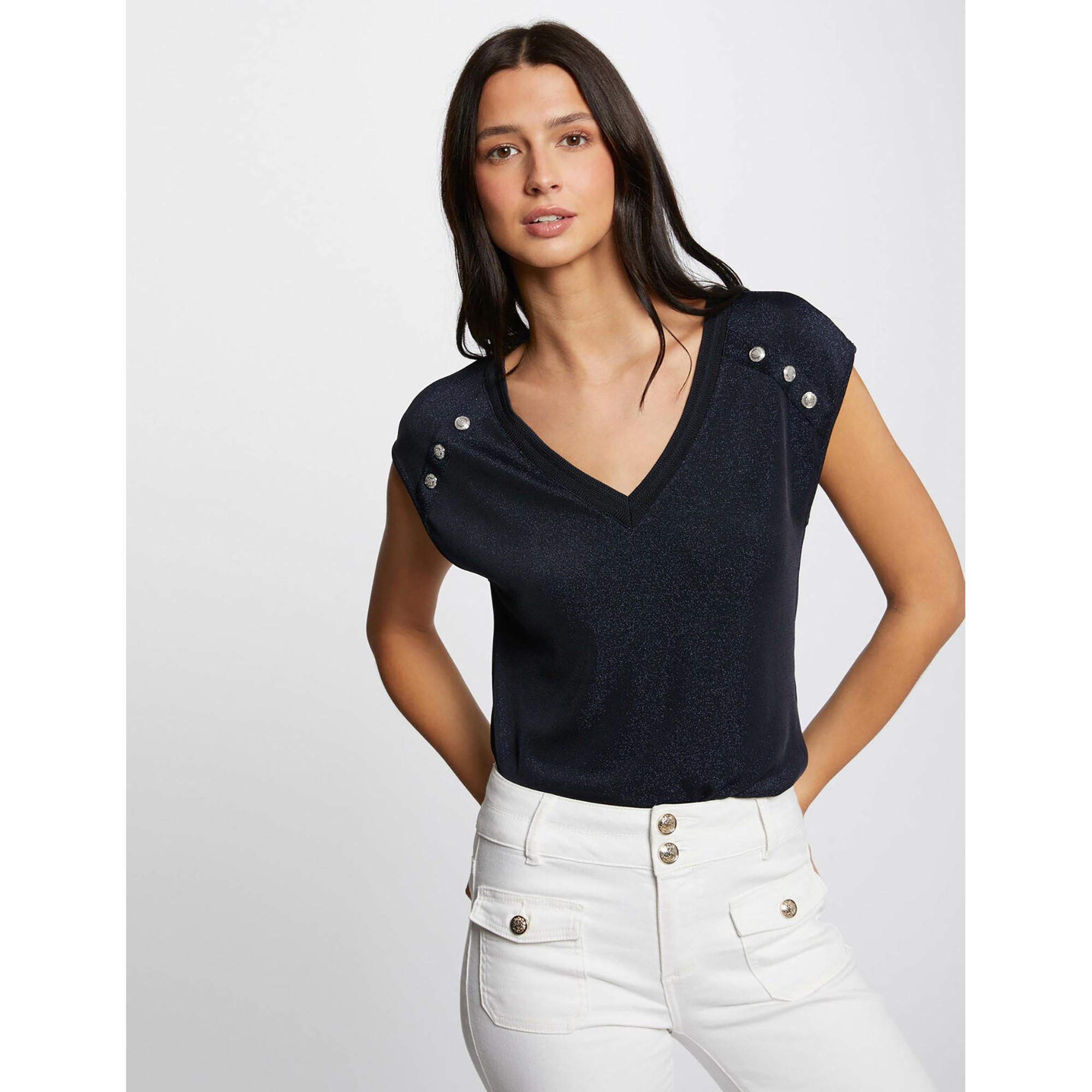 MORGAN T-Shirt mit Zierknöpfen