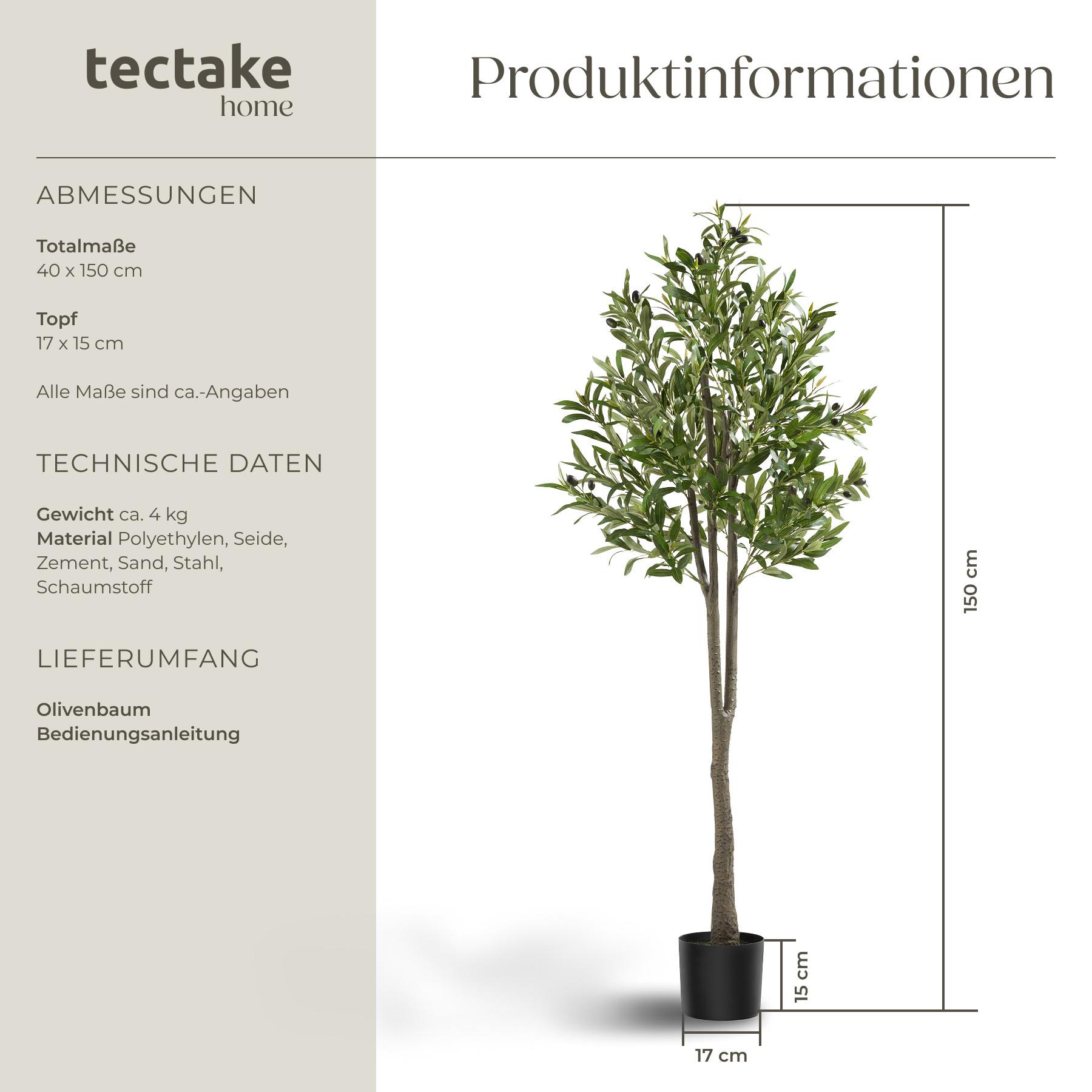 Tectake Künstlicher Olivenbaum Oleand, realistische Textur