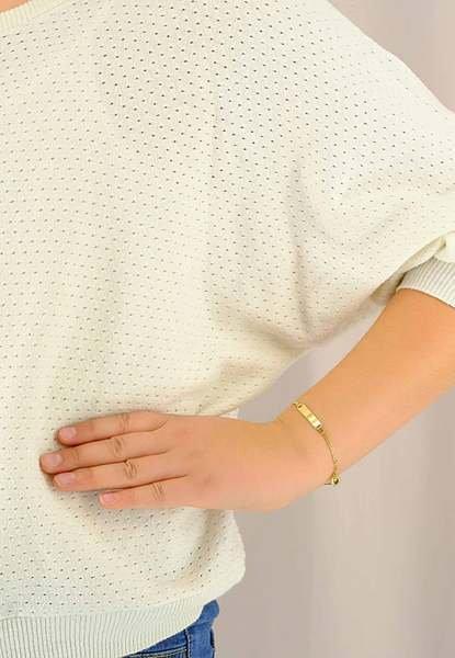 MUAU Schmuck Plaketten-Armband Herz Gelbgold 750 Panzer, 2mm, 14cm