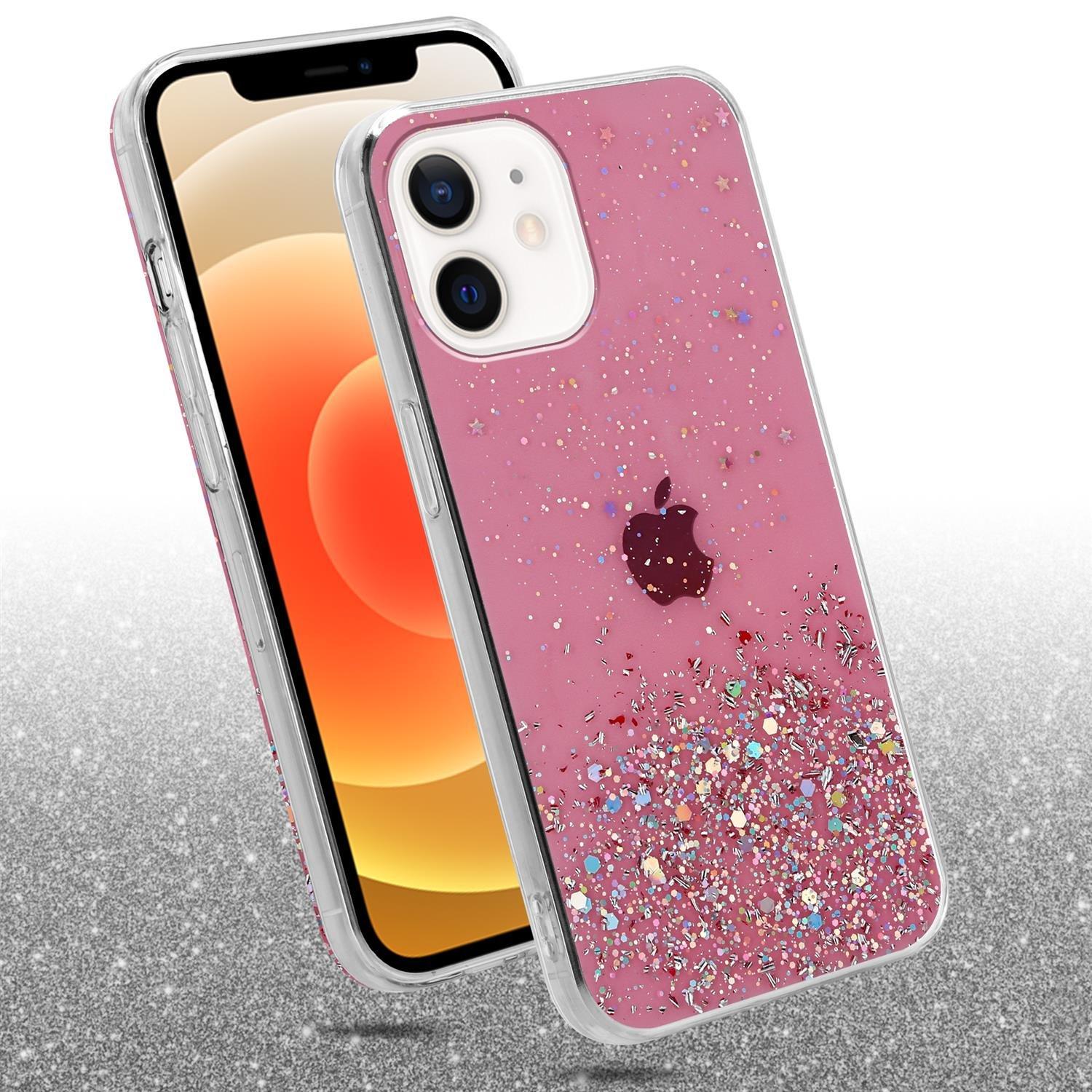 Cadorabo Hülle für Apple iPhone 12 MINI TPU Silikon mit funkelnden Glitter