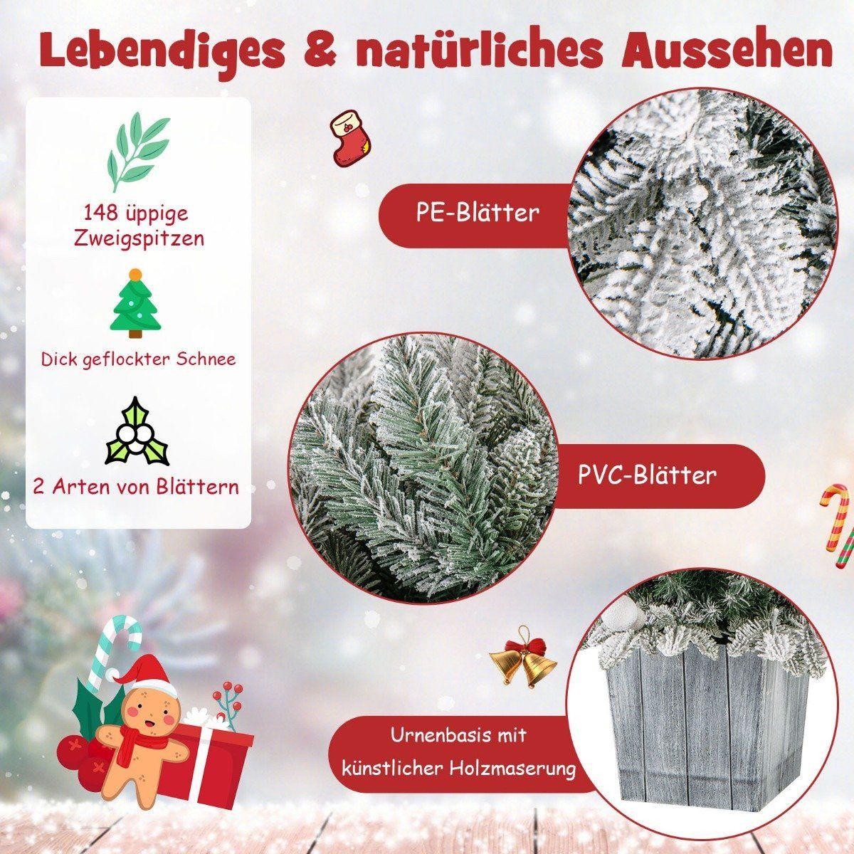 Northix Künstlicher Weihnachtsbaum beflockter Tannenbaum mit 80 mehrfarbigen LED-Lichtern
