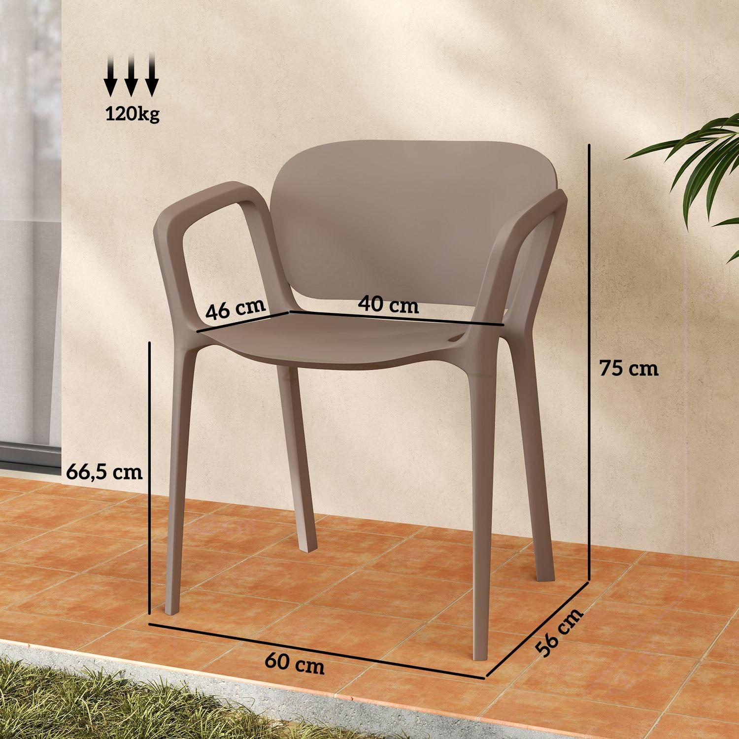 Northio Gartenstuhl 4er Set wetterfest Gartenstühle aus Kunststoff Stapelstuhl mit Armlehne Rückenlehne stapelbar Terrassenstuhl bis 120 kg belastbar Gartenmöbel für Hinterhof, Garten, Balkon Grau Aosom