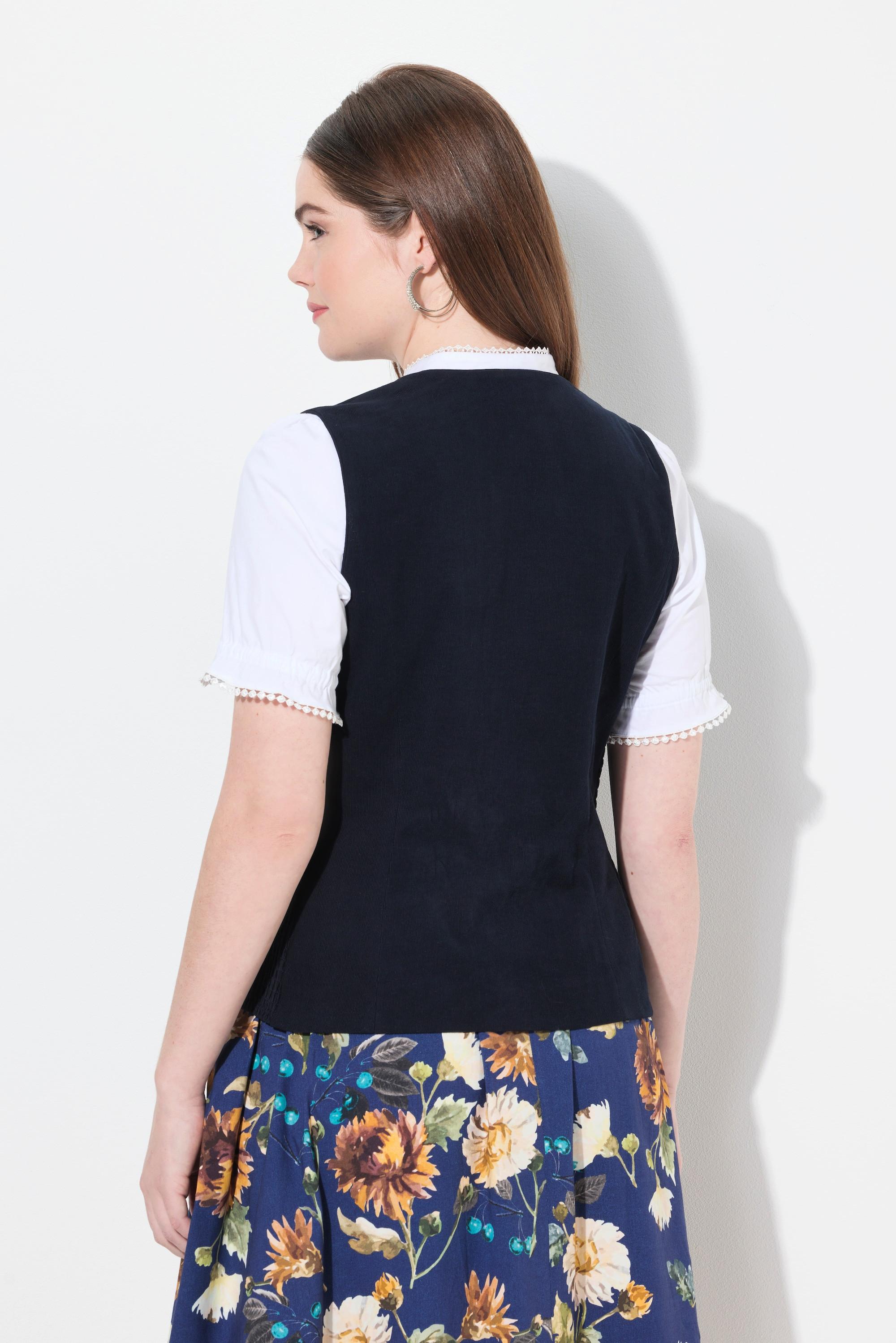 Ulla Popken Trachten Mieder Cord Smok Slim ärmellos