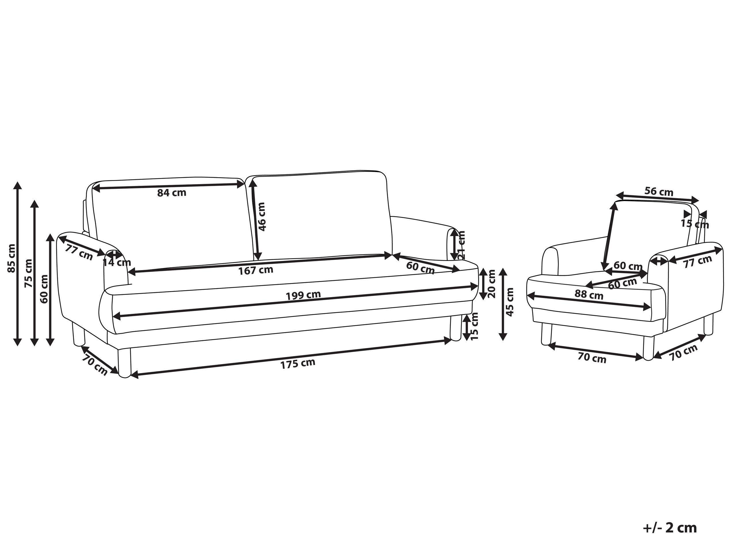 Beliani Wohnzimmer Set aus Cord Retro TUVE
