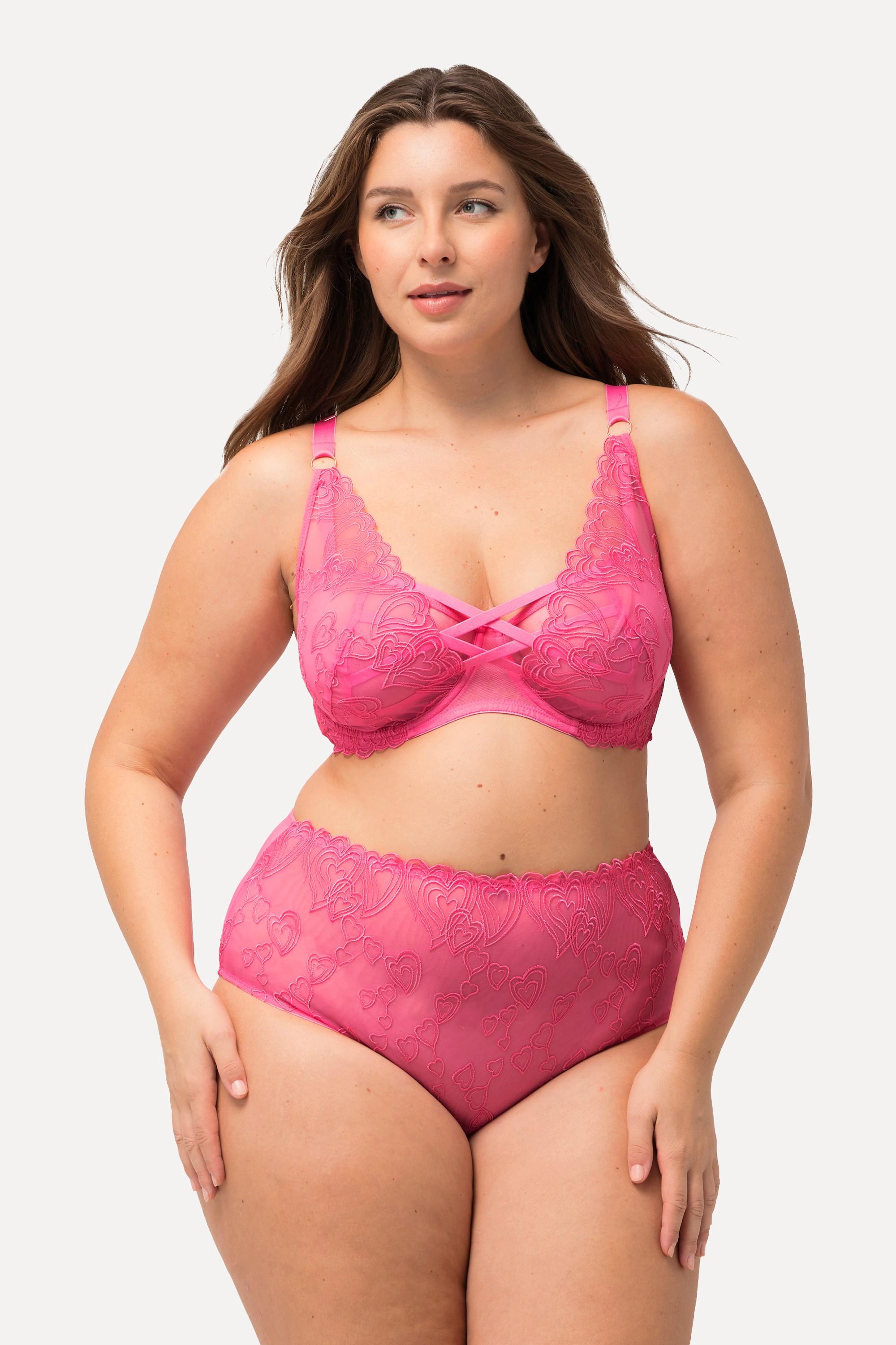 Ulla Popken Bügel-BH, Zierbänder, Herzspitze, Cup C - F, High Apex