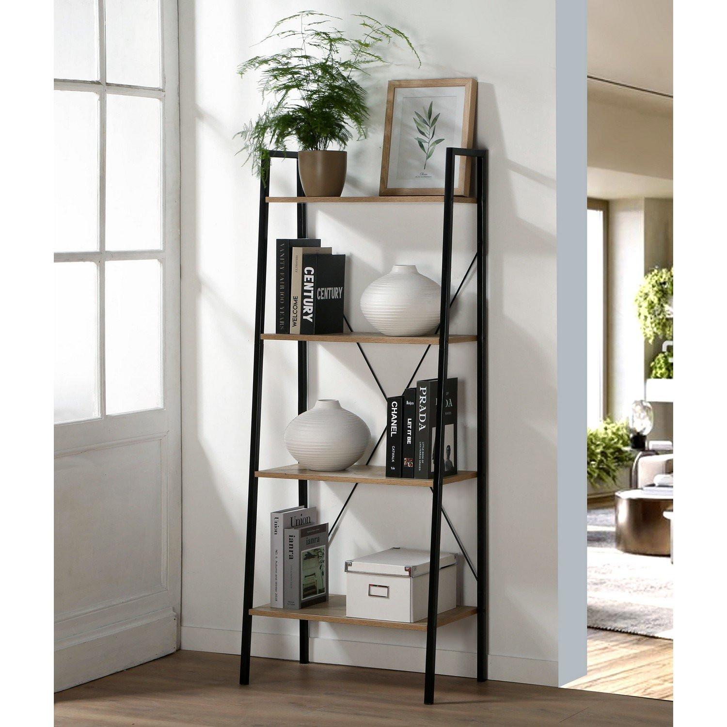 Calicosy Aufbewahrungsregal mit 4 Ebenen im Industrial-Stil - L60 cm