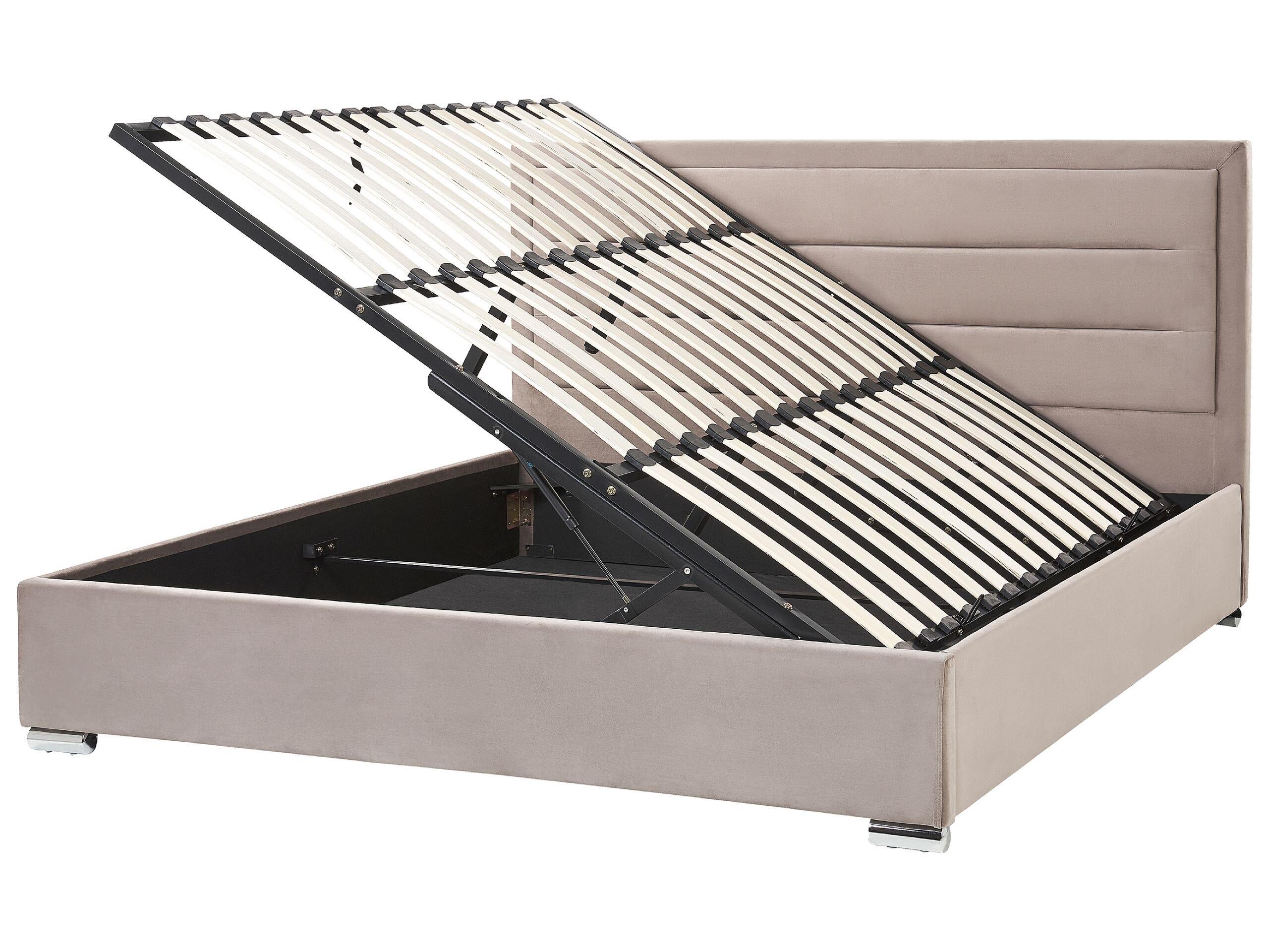 Beliani Bett mit Bettkasten aus Samtstoff Modern ROUEN