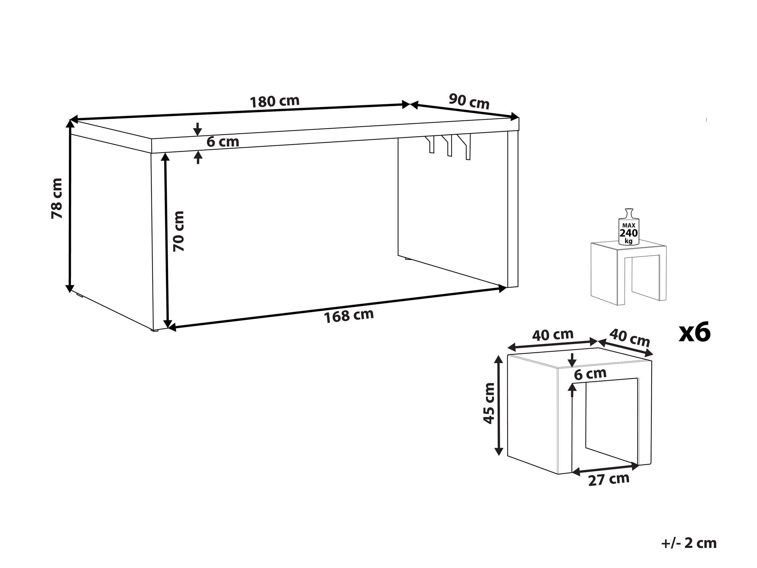 Beliani Garten-Essgruppe für 6 Personen aus Faserzement Industriell TARANTO