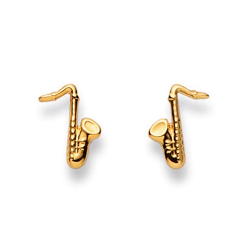 MUAU Schmuck Ohrstecker Saxophon Gelbgold 750, 11x8mm