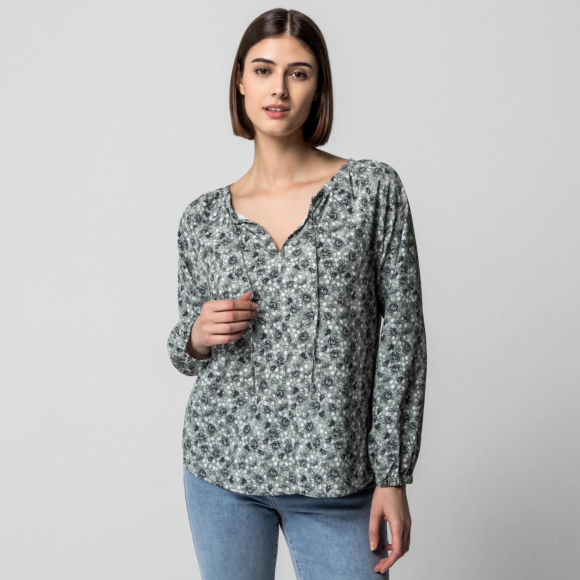 Manor Woman Florale Bluse mit langen Ärmeln