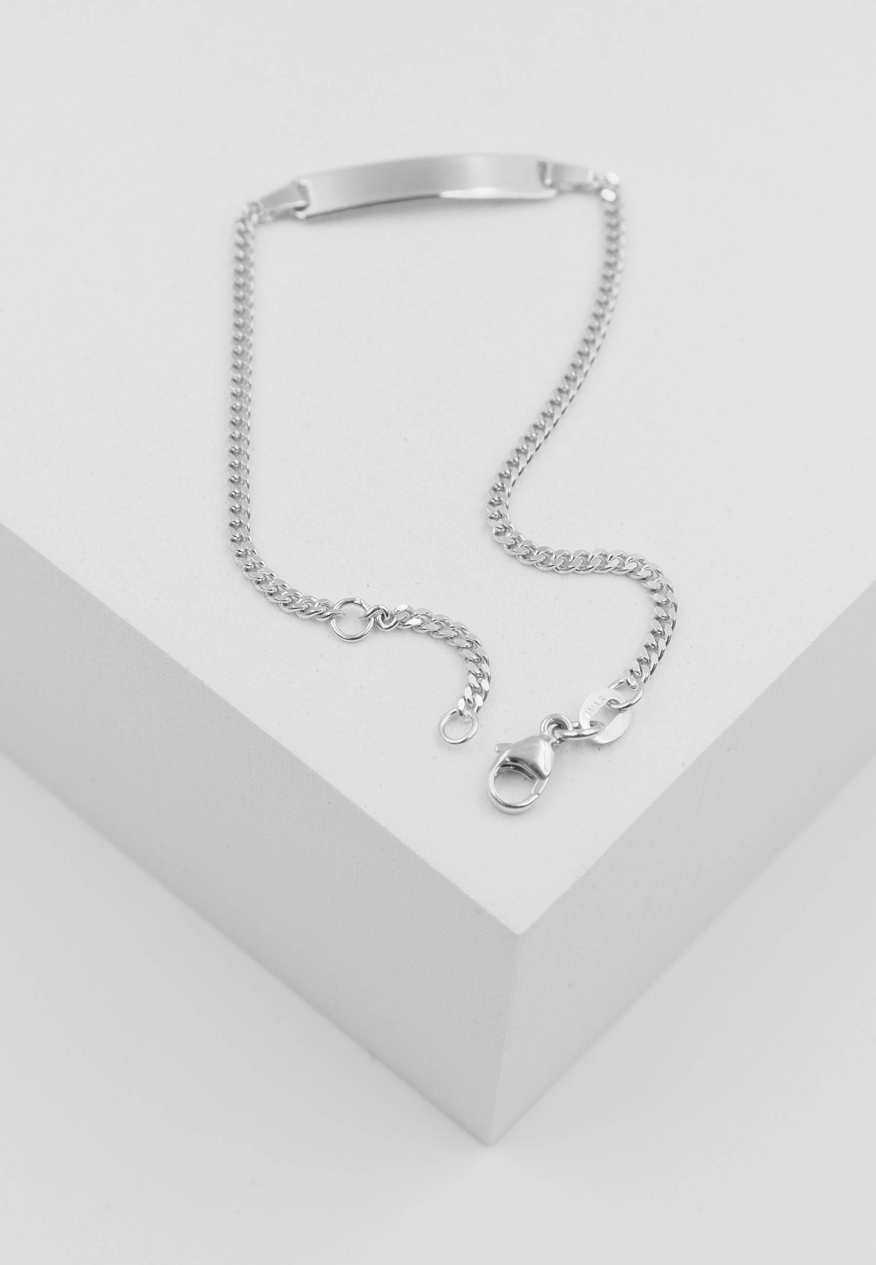 MUAU Schmuck Bébé Bracelet Panzer Weissgold 375, 14cm Gravurplatte 2.1cm