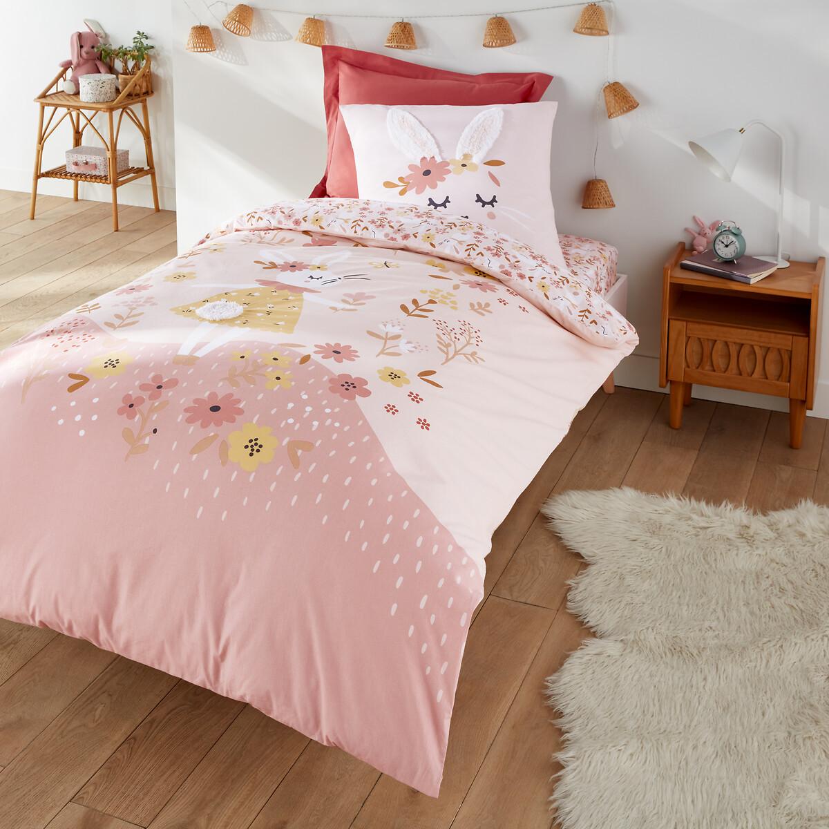 La Redoute Intérieurs Duvetbezug Lapin fleuri aus Bio-Baumwolle
