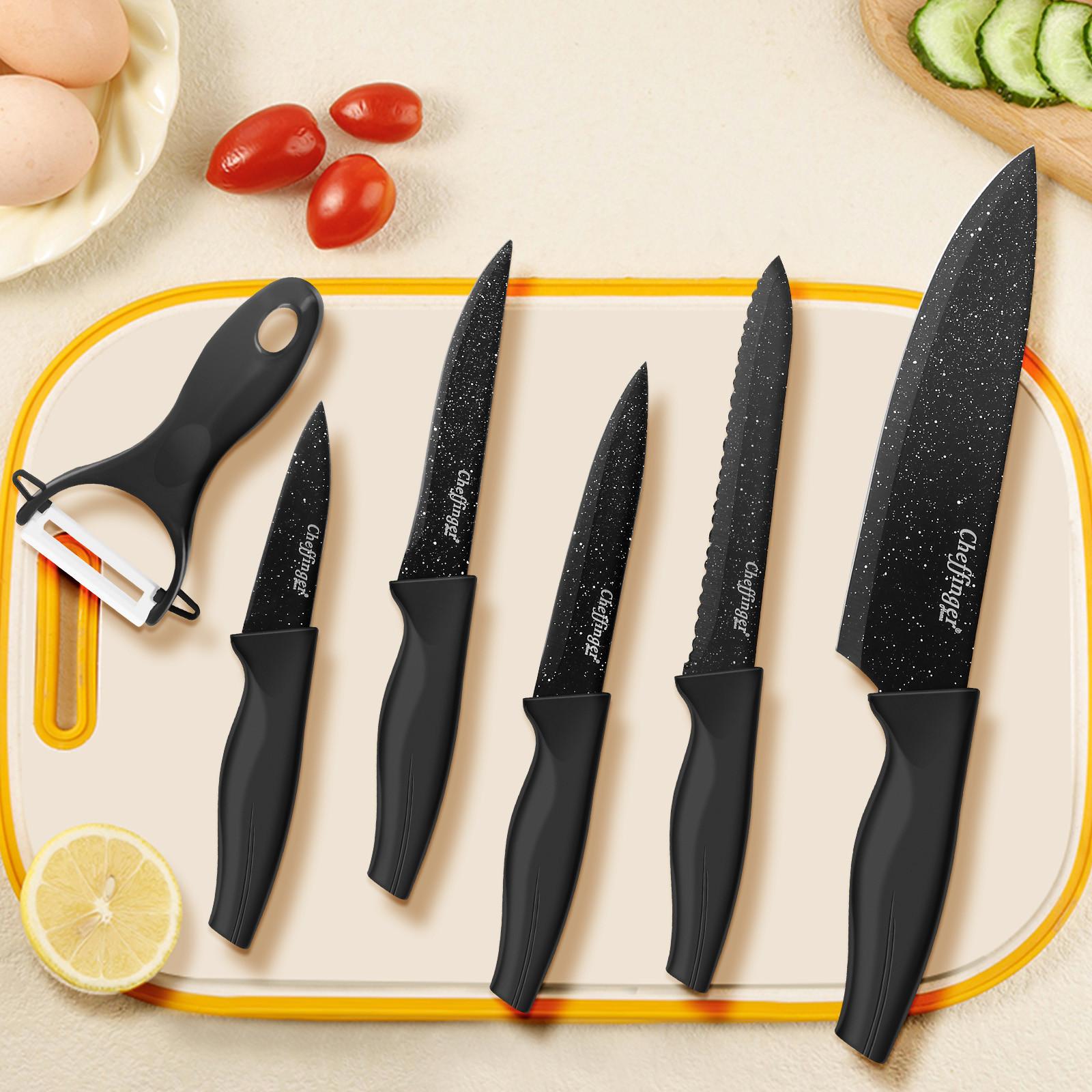 Cheffinger 6 Messer mit Klinge aus rostfreiem Stahl