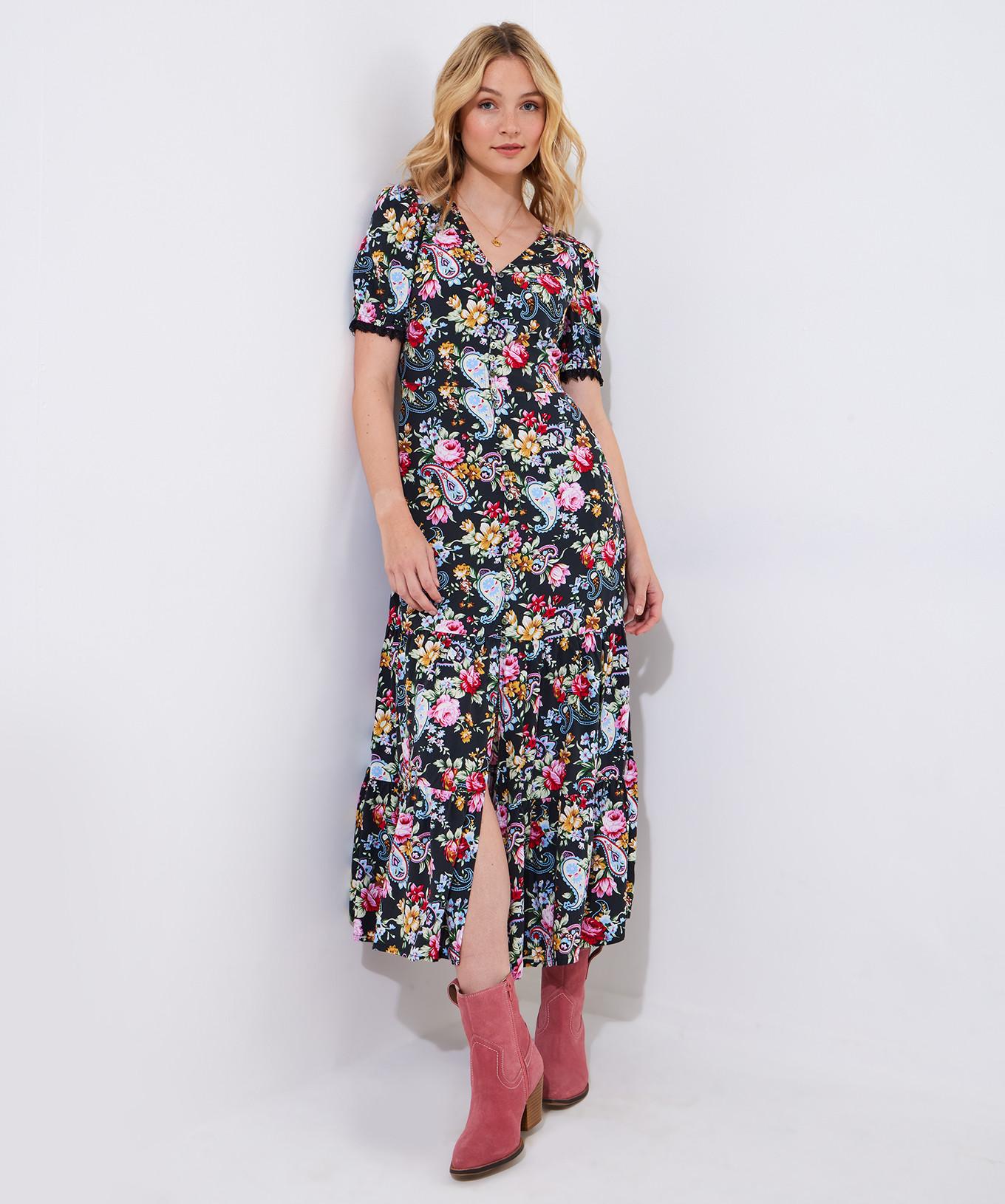 Joe Browns Florales Maxikleid mit Spitzenbesatz