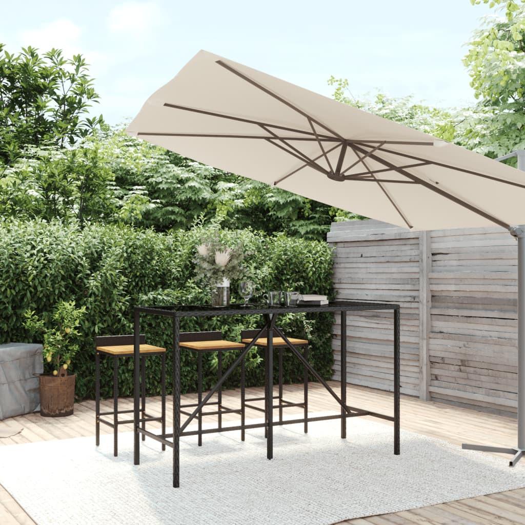 VidaXL Bartisch mit glasplatte poly-rattan