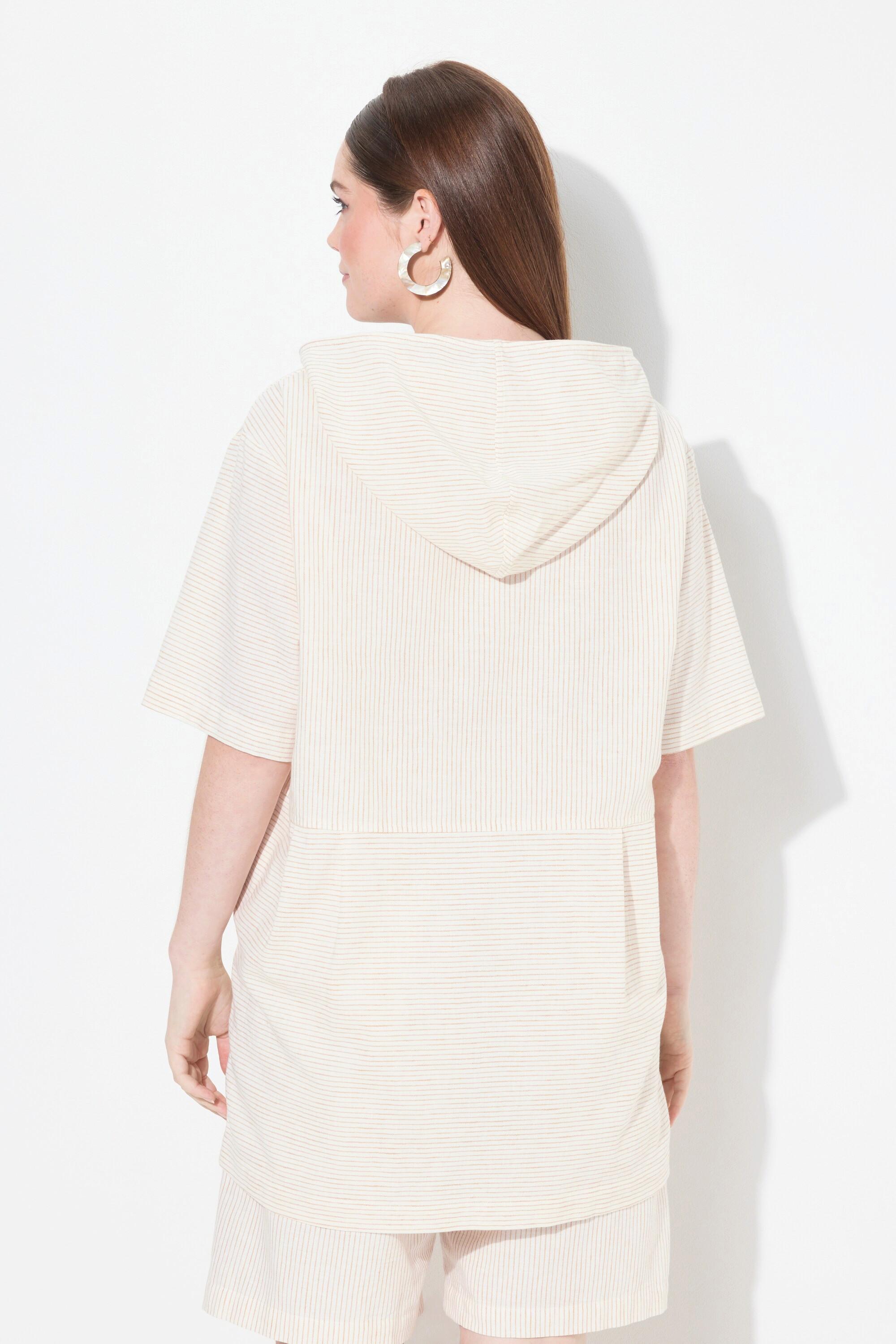 Ulla Popken Blusen-Tunika, Eggshape, Kapuze, Halbarm