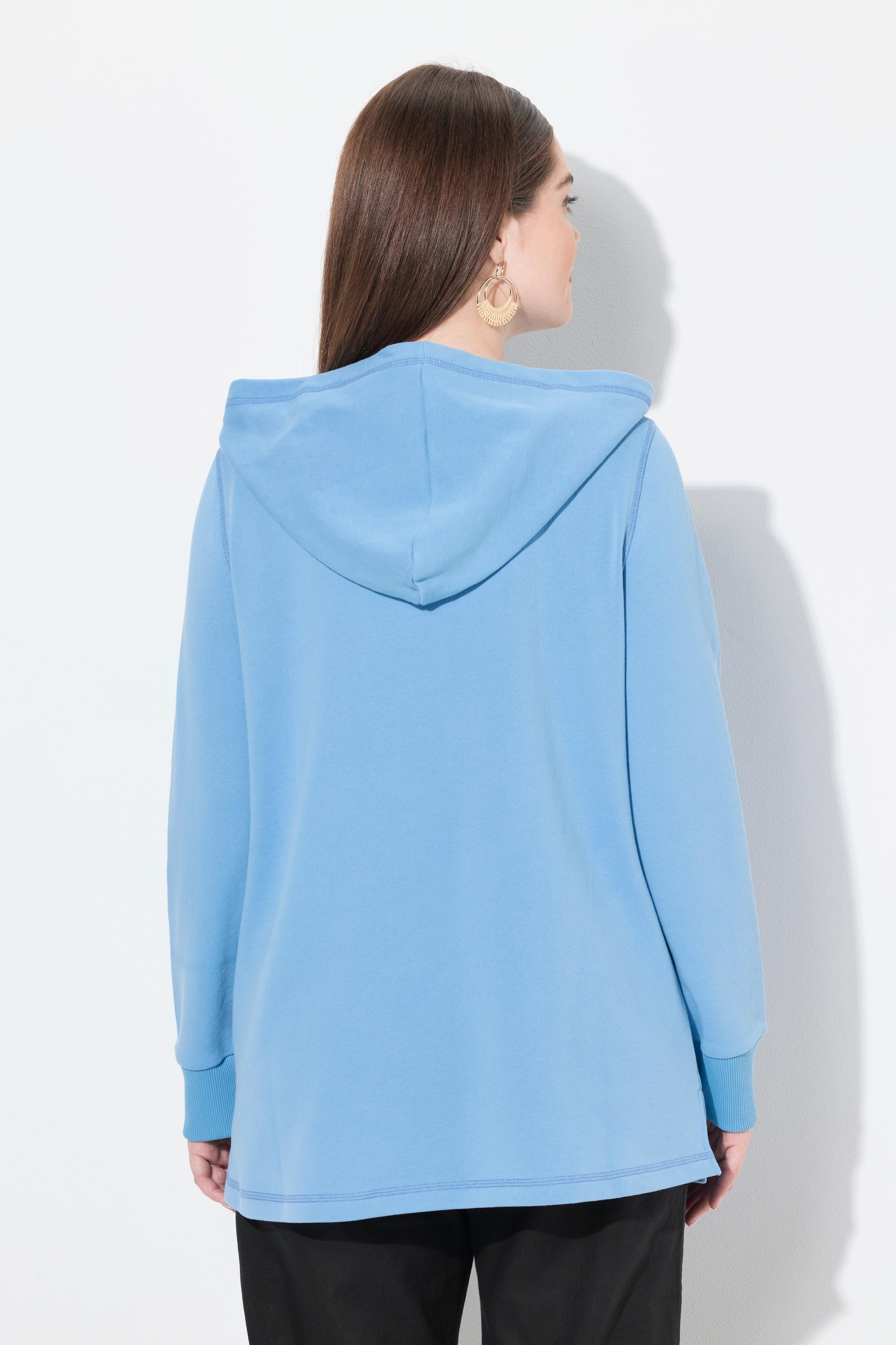 Ulla Popken Hoodie, Schalkragen-Einsatz, Langarm, Biobaumwolle