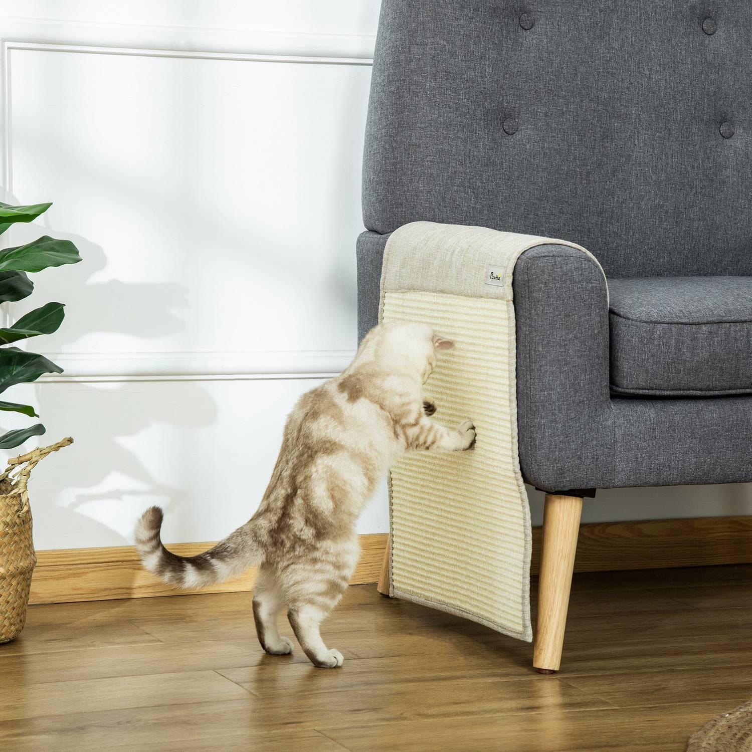 Northio Kratzmatte 2Er Set Sofa-Schutz Für Katzen, Sisal Kratzteppich, Beige+Grau, 130X45X0,3Cm, Für Sessel & Couch