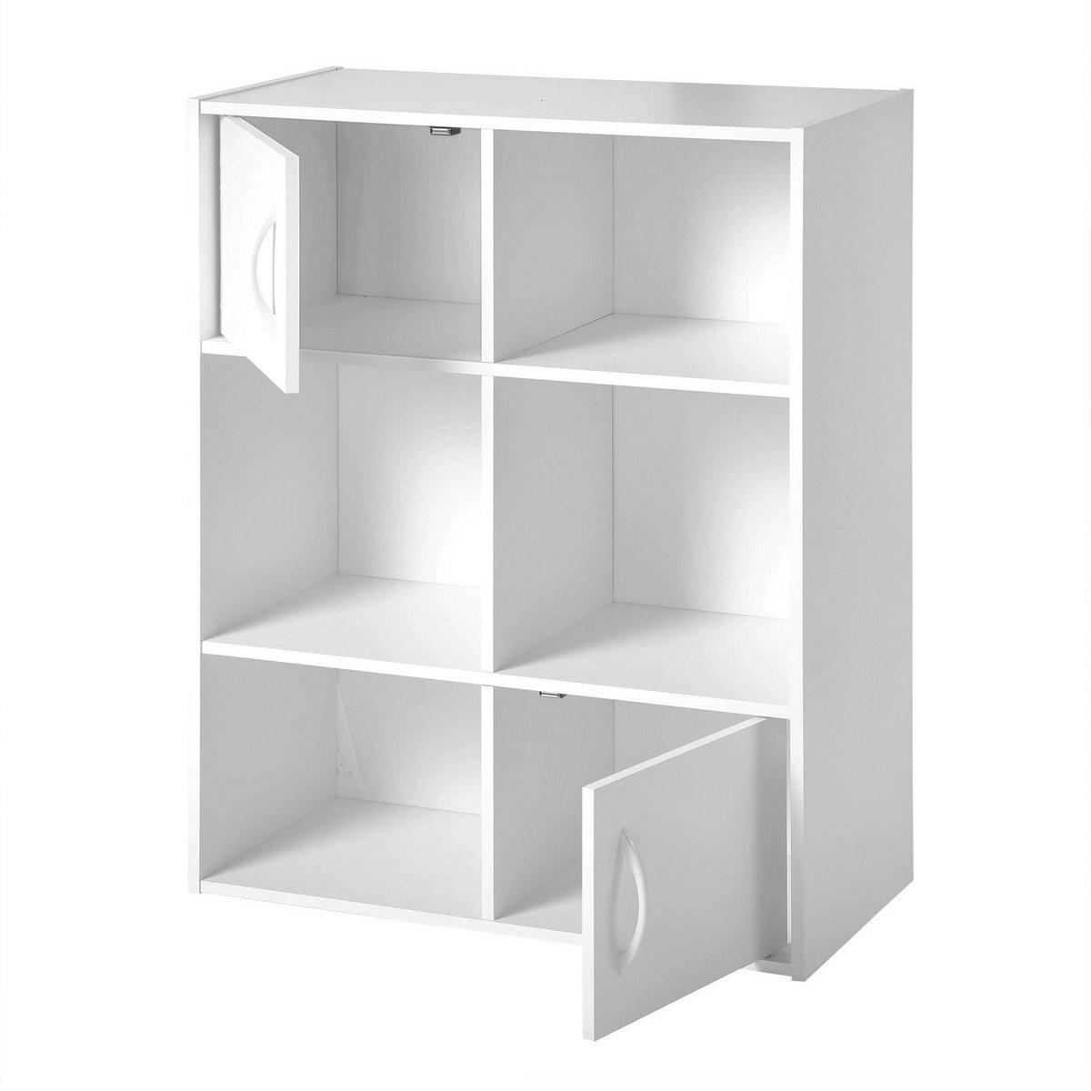 Calicosy Aufbewahrungsregal 6 Fächer mit 2 Türen - L61,5 cm