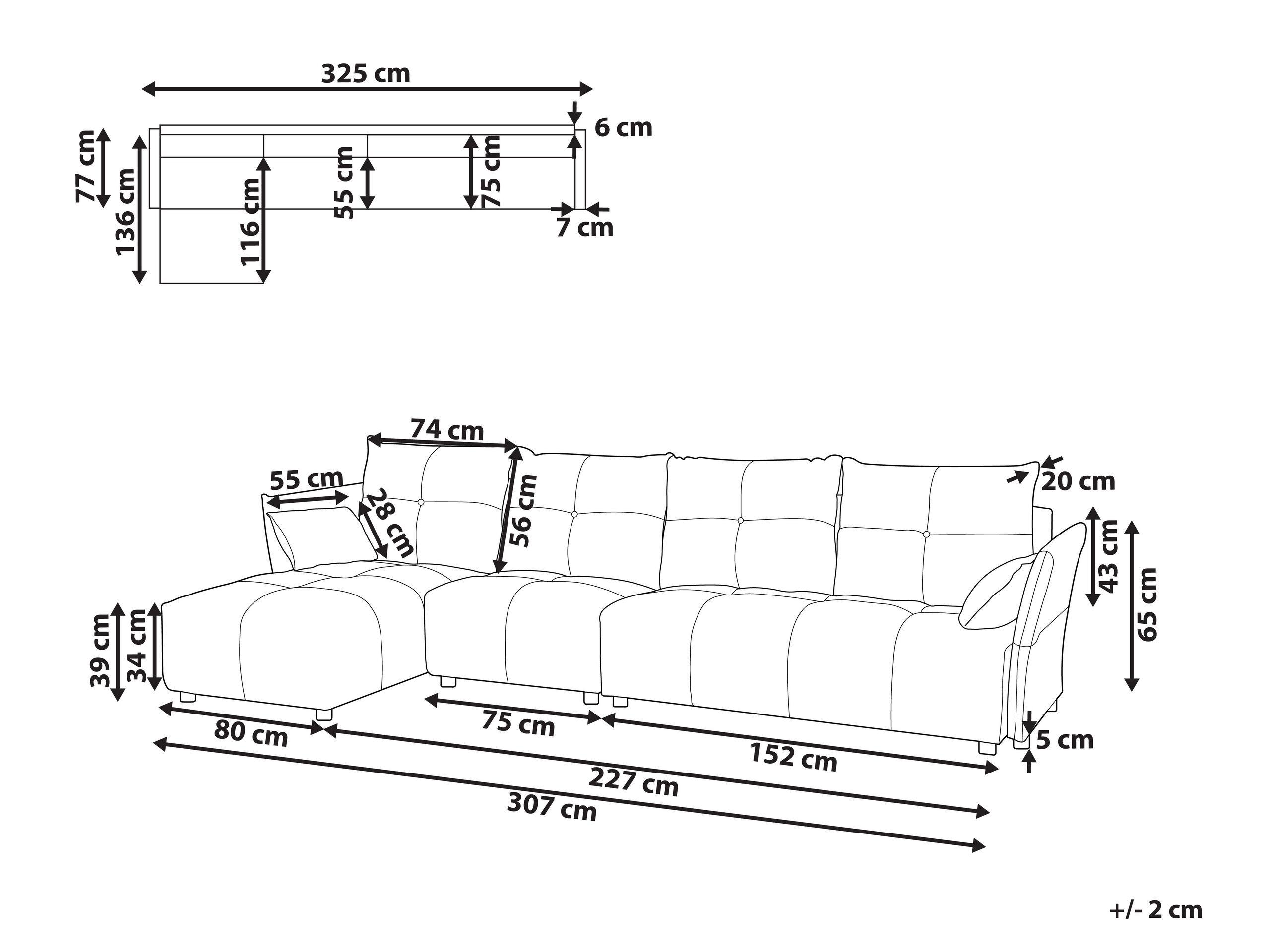 Beliani Ecksofa aus Polyester Klassisch TOMRA