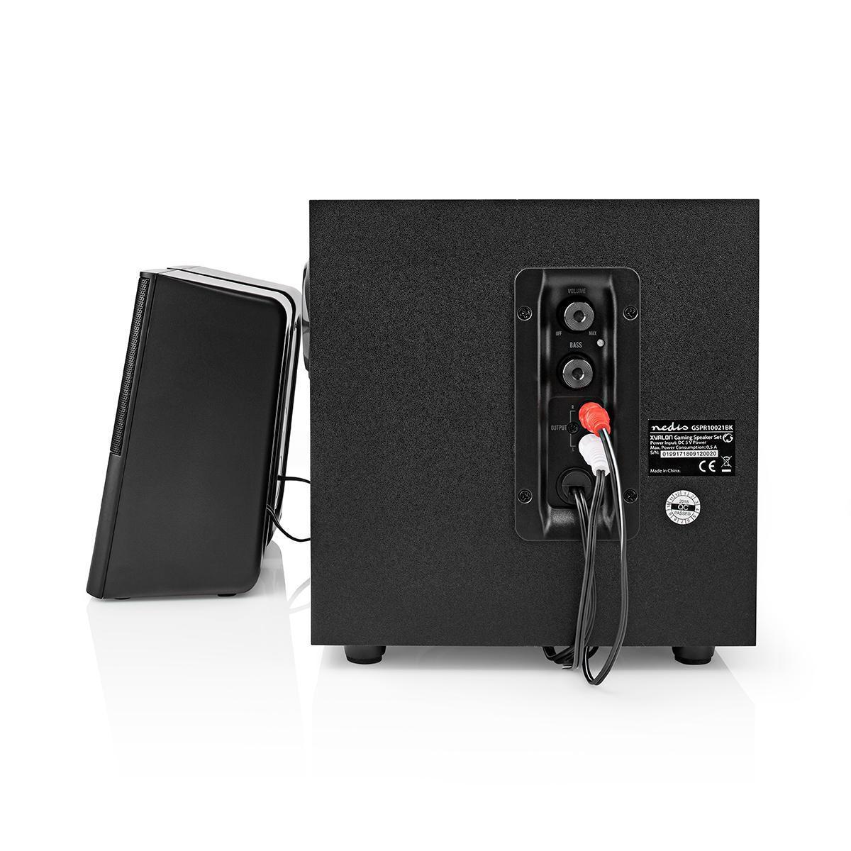 Nedis Gaming-Lautsprecher | Lautsprecherkanäle: 2.1 | USB-Stromversorgung | 3,5 mm Stecker | 30 W | Keine Beleuchtung | Lautstärkeregler