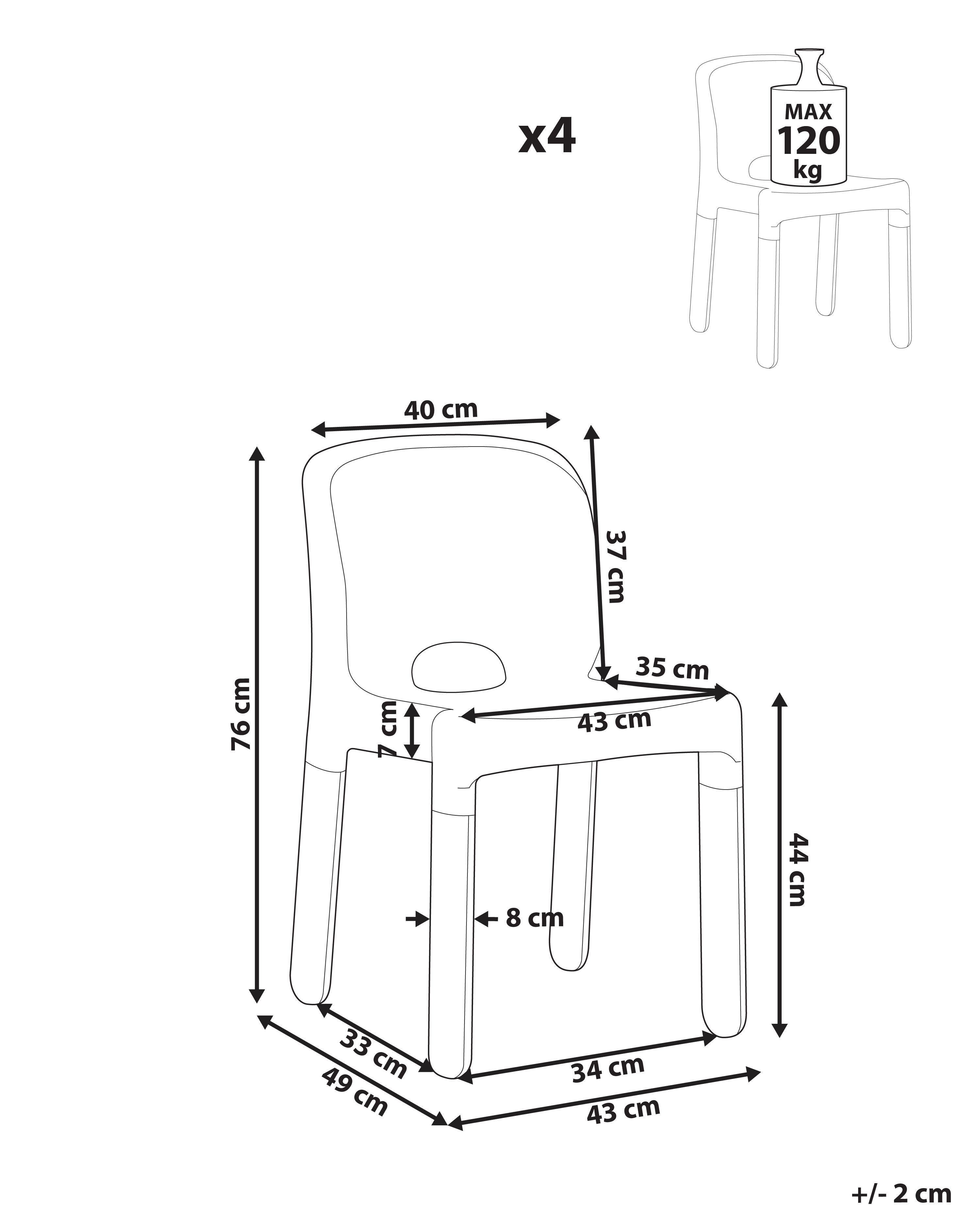 Beliani Gartenstuhl 4er Set aus Polypropylen Modern BETIM