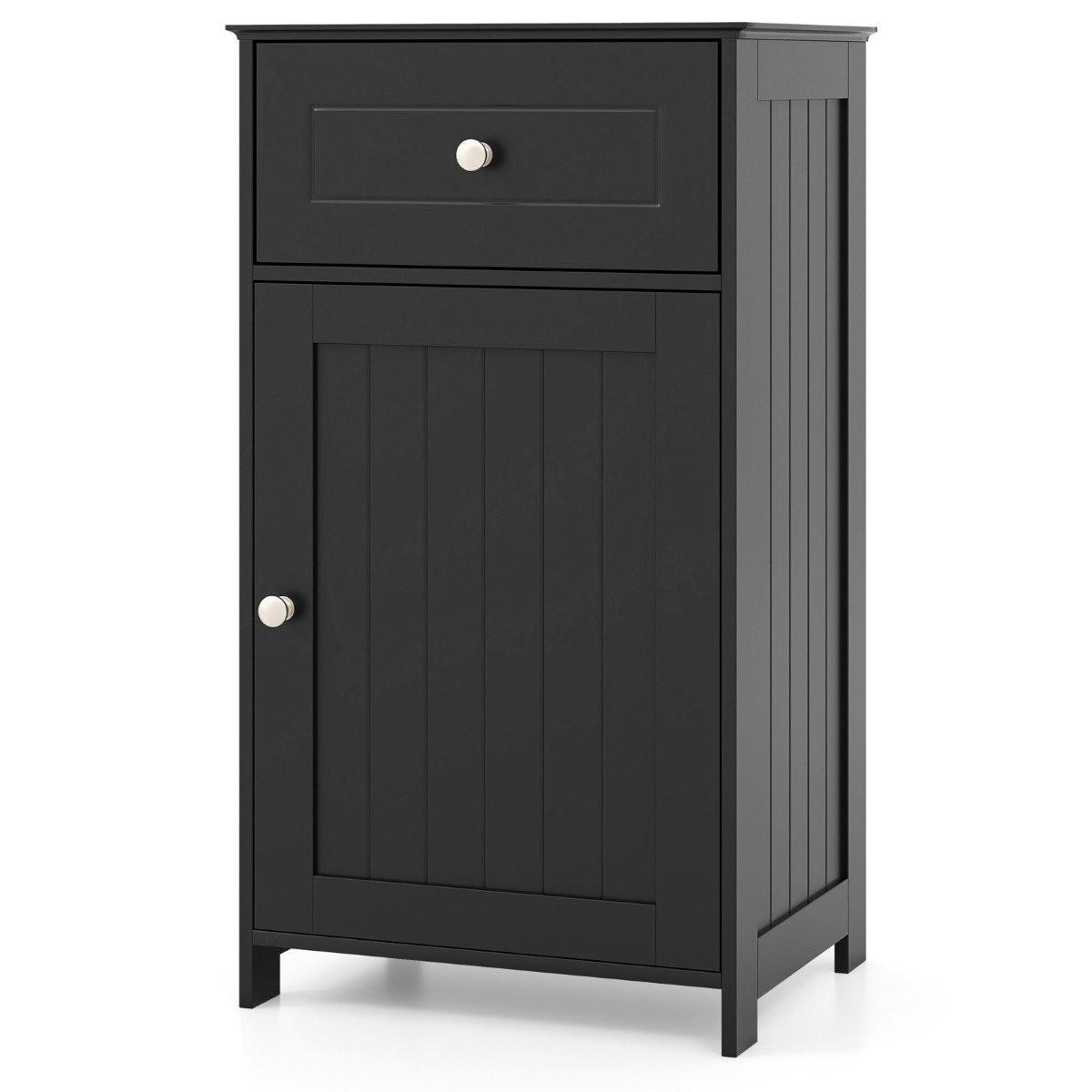 Northix Badezimmerschrank Badschrank schmal mit Schublade & Tür Schwarz