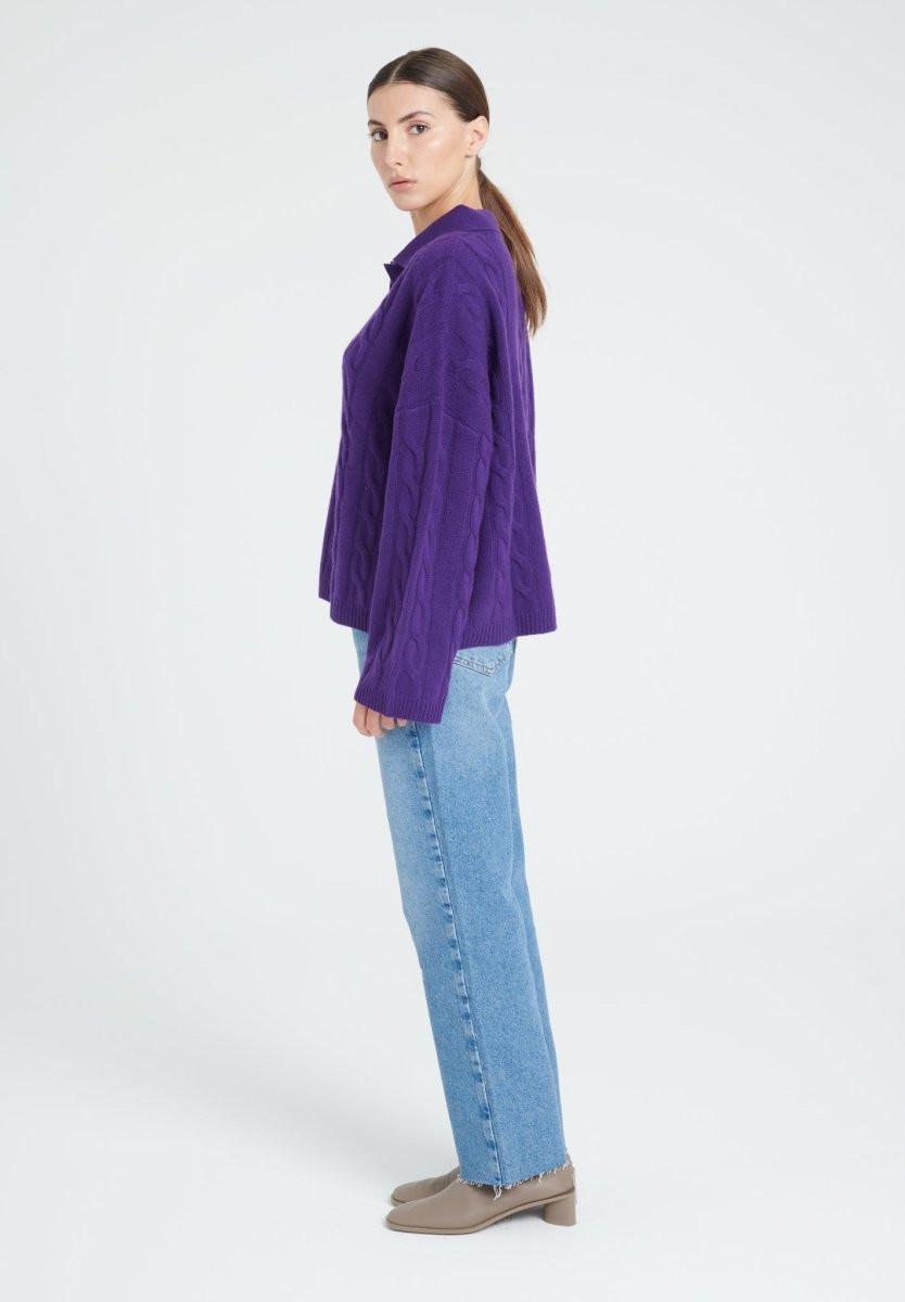 Studio Cashmere8 ZAYA 5 Polohemd mit gedrehtem Maschenbild 6 Fäden