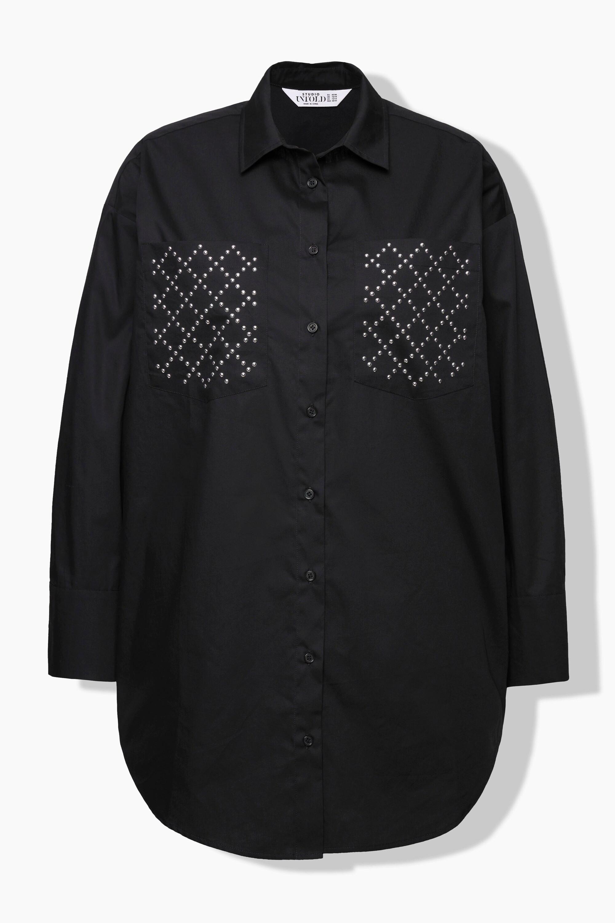 Studio Untold Oversize Hemdbluse Ziernieten-Taschen