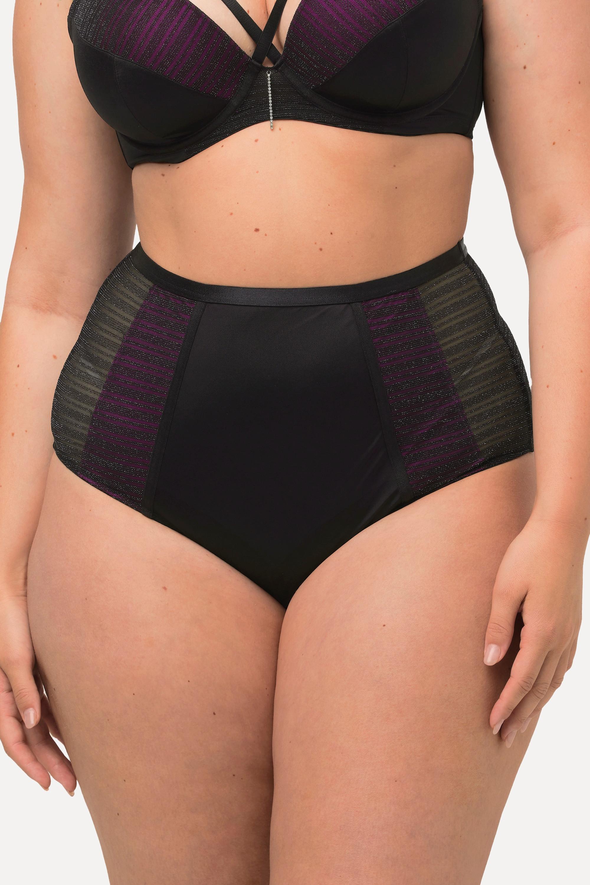 Ulla Popken Maxislip, silbrige Spitze, Mikrofaser