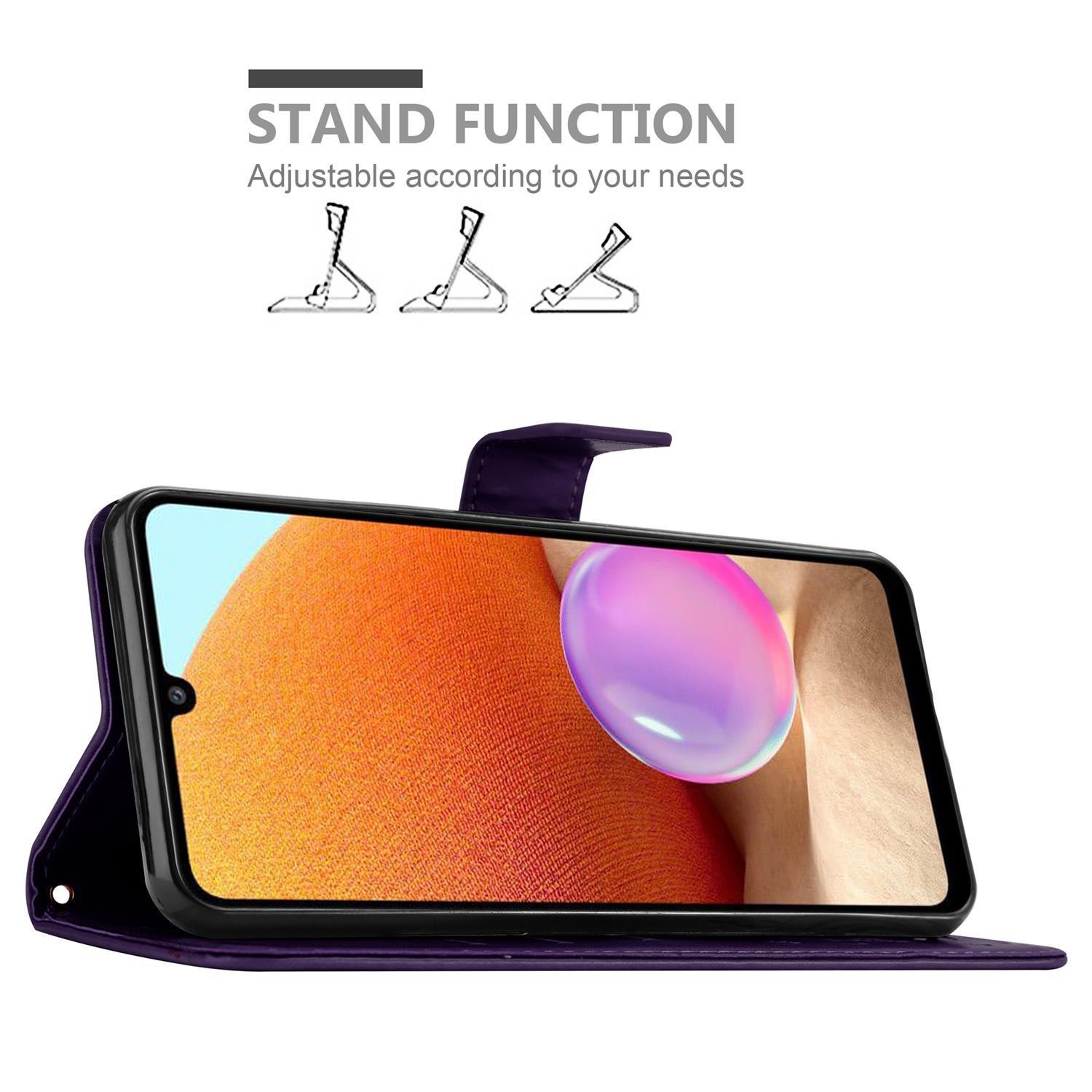 Cadorabo Hülle für Samsung Galaxy A32 4G Blumen Design Magnetverschluss