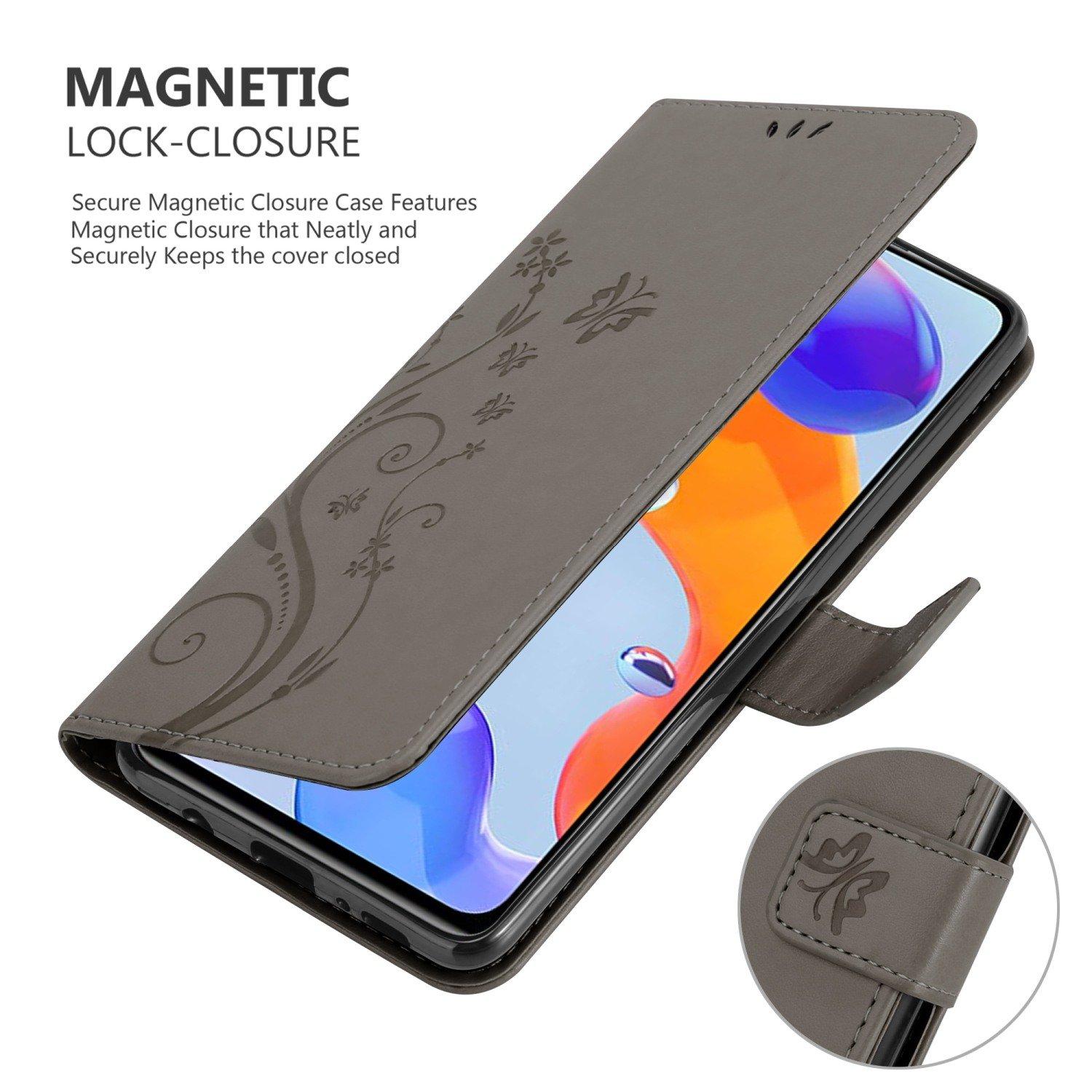 Cadorabo Hülle für Xiaomi RedMi NOTE 11 PRO 4G 5G Blumen Design Magnetverschluss