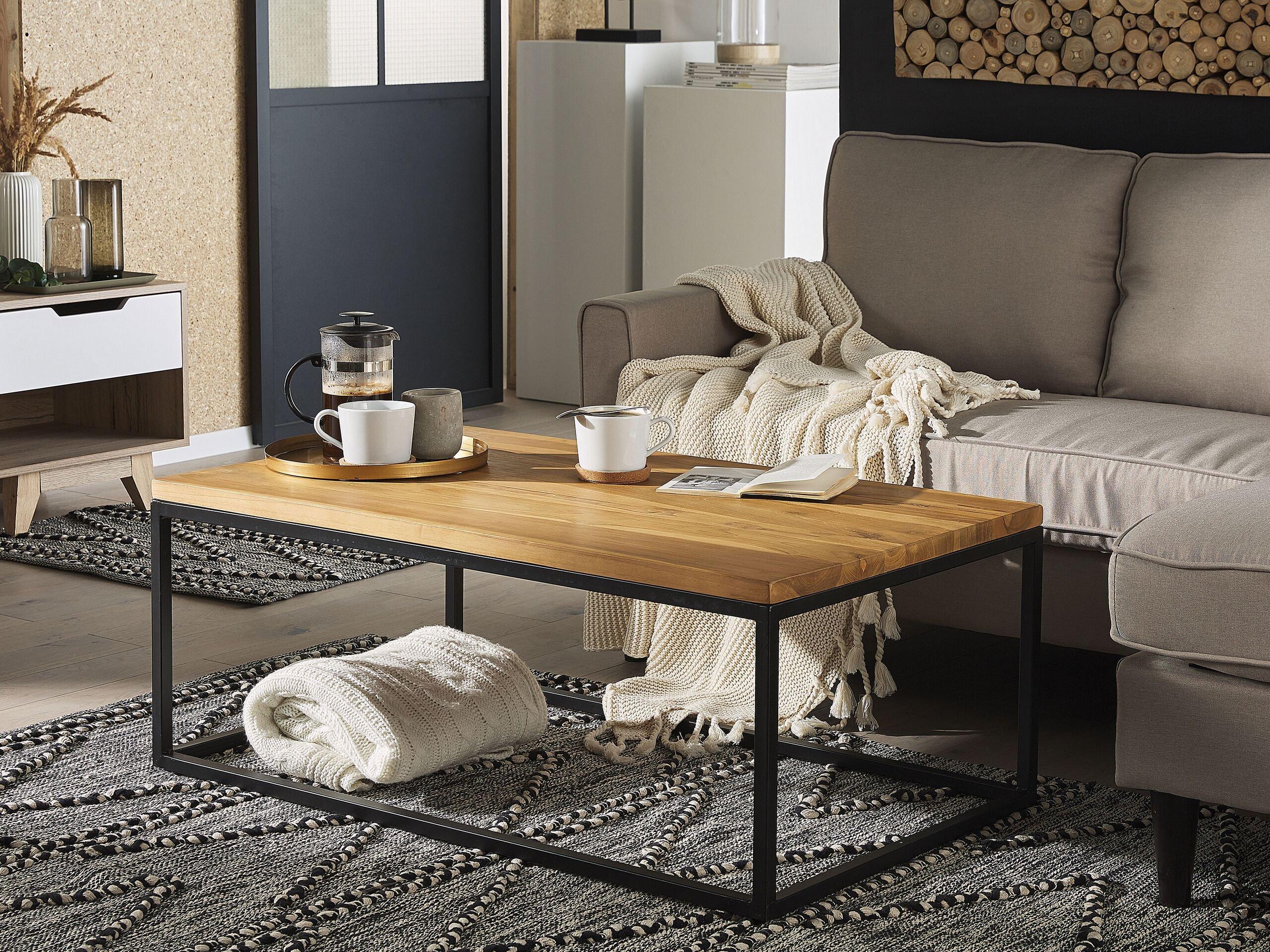 Beliani Couchtisch aus Teakholz Industriell PROVO
