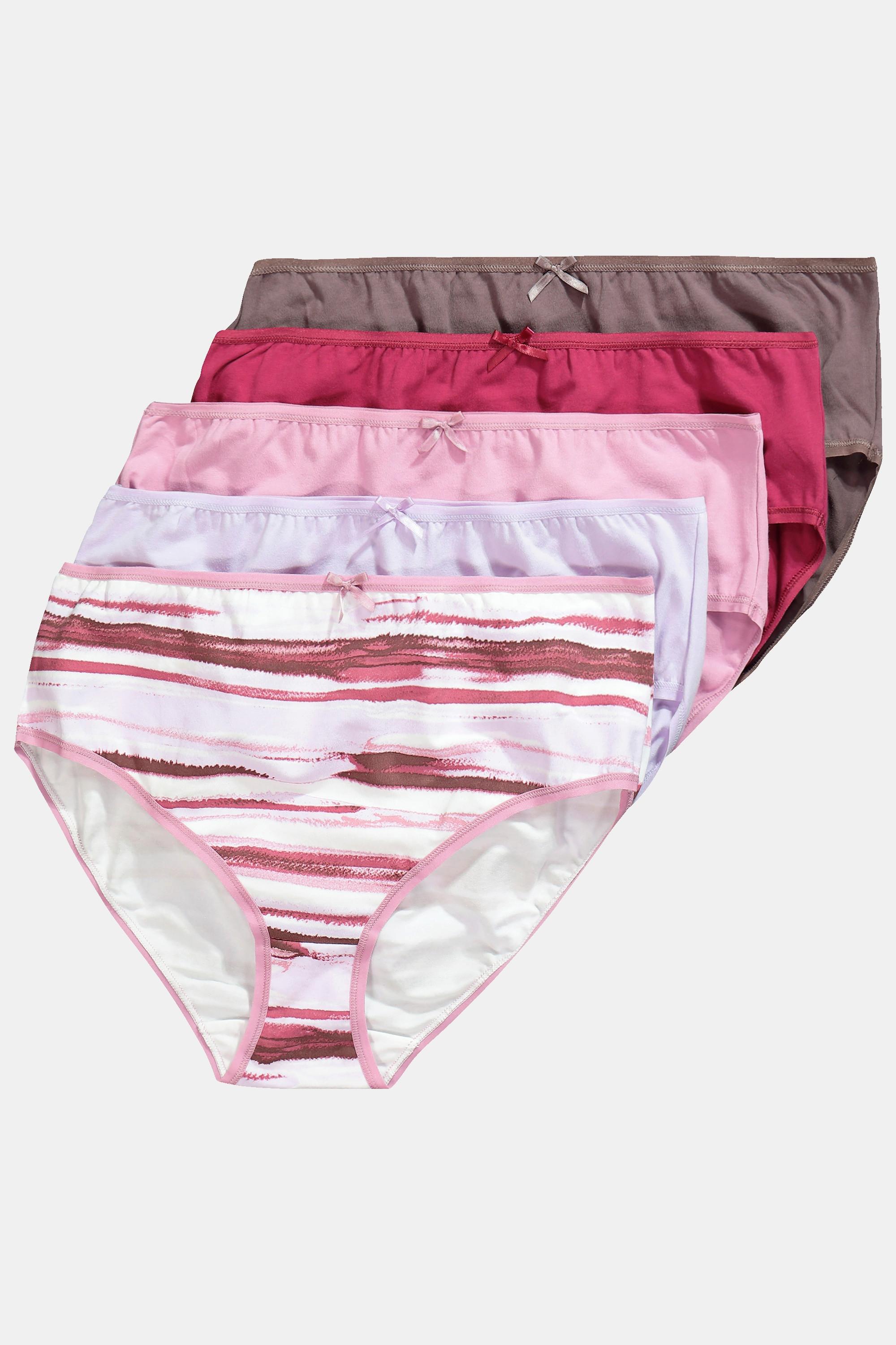 Ulla Popken Midislips, 5er-Pack, Marmorstreifen/uni
