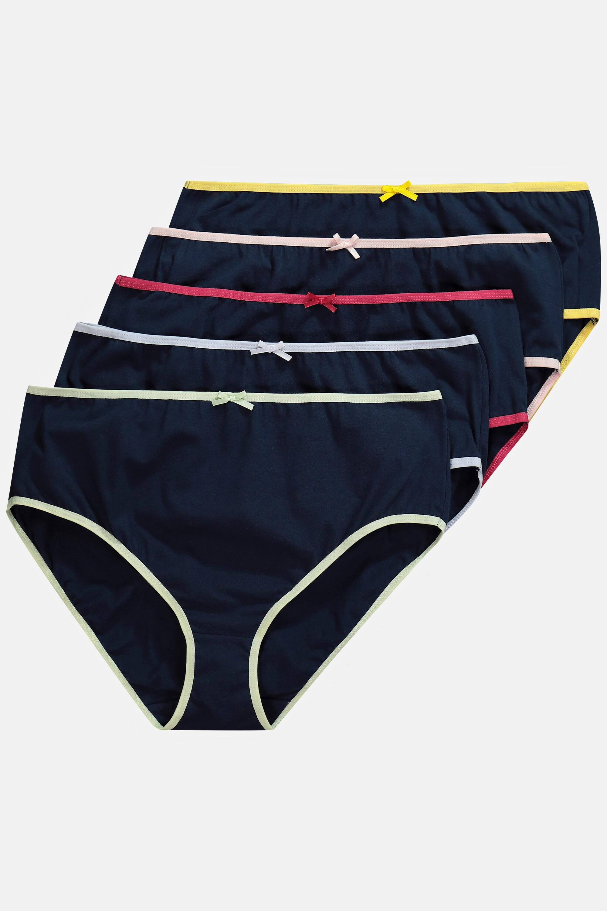 Ulla Popken Midislips, 5er-Pack, farbige Kanten