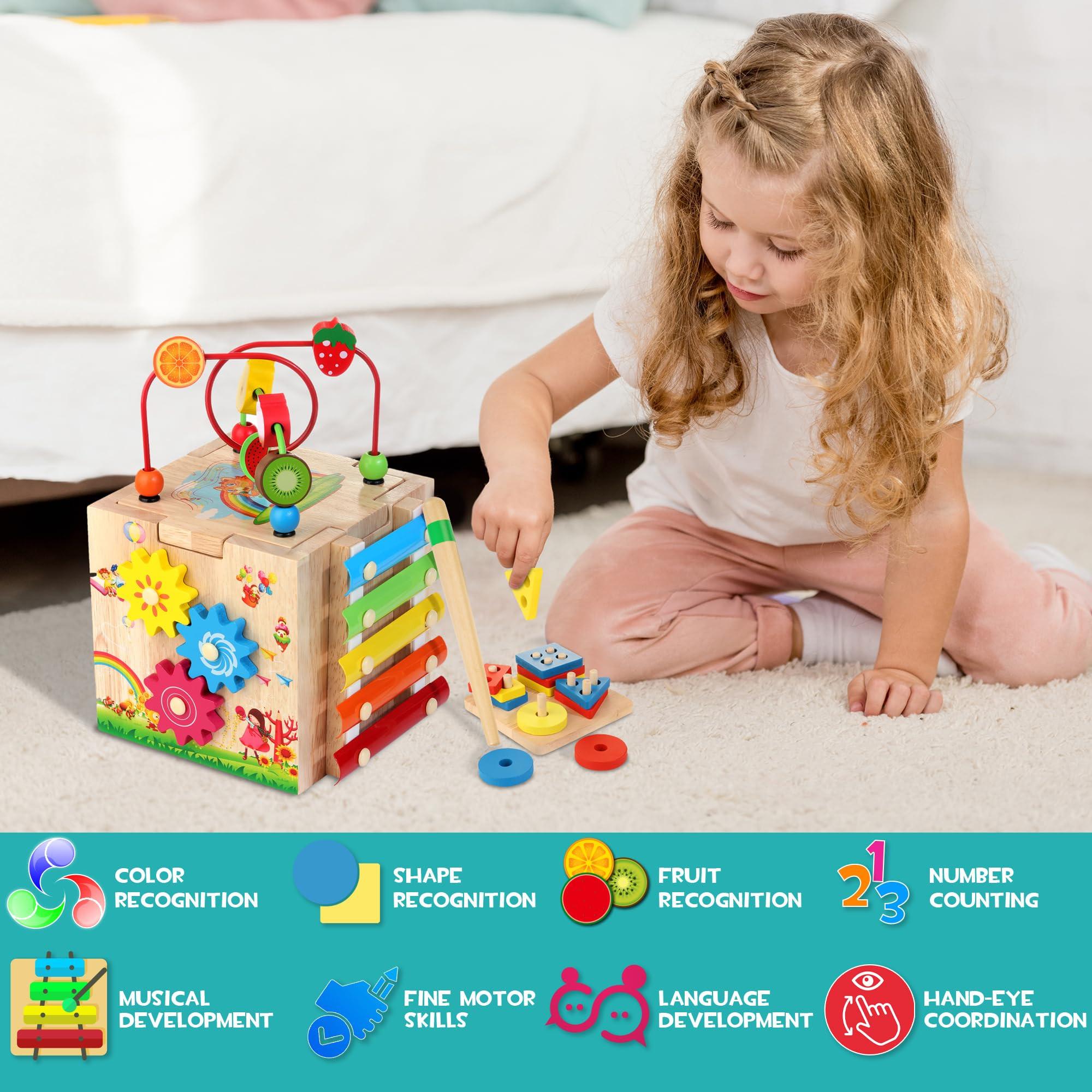 Activity-board 8 in 1 motorische Fähigkeiten Würfel Aktivität Würfel Stapeln und Sortieren Board Wortkarten motorische Fähigkeiten Spielzeug Baby