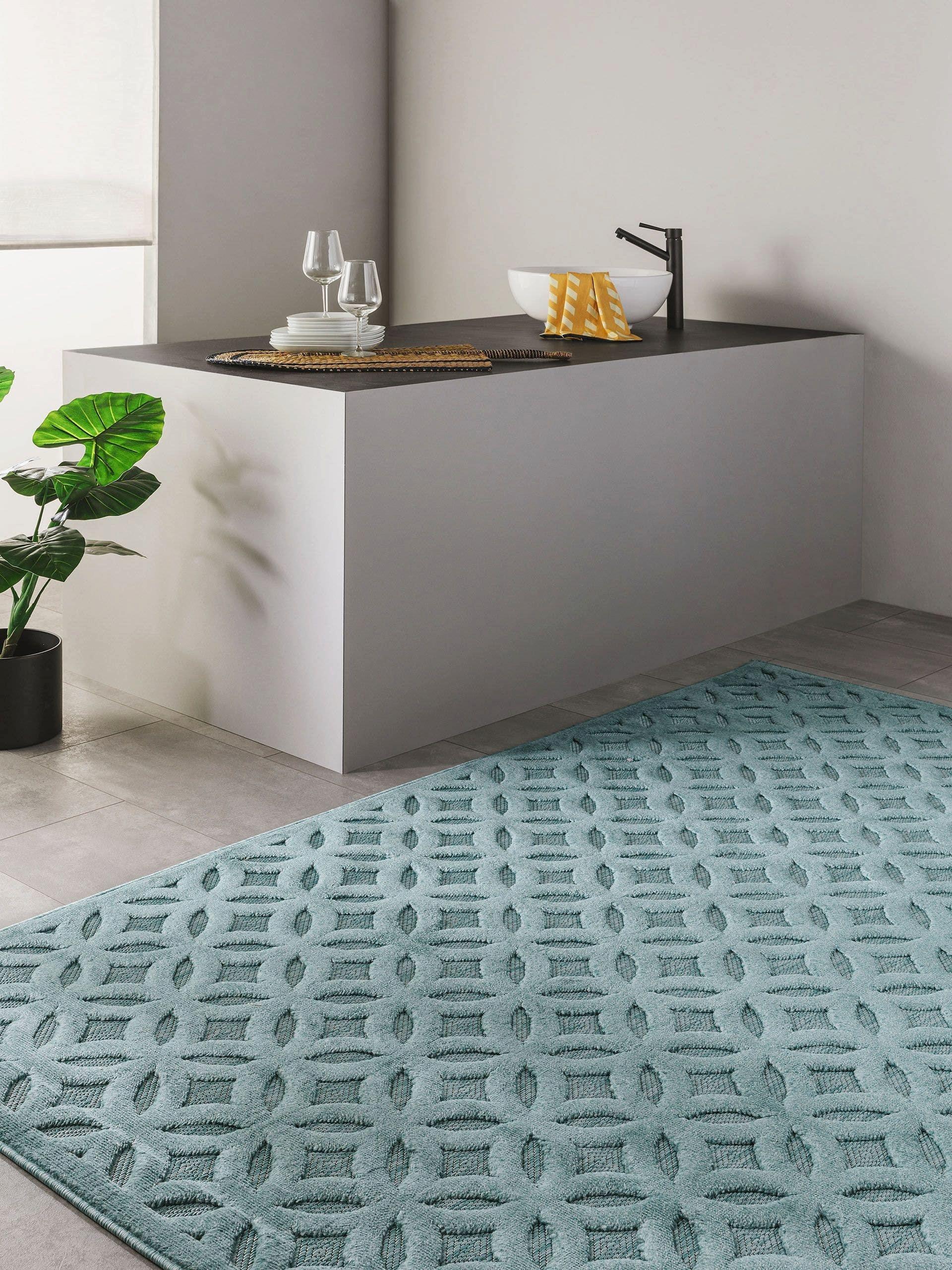 Benuta In- & Outdoor-Teppich Bonte Türkis