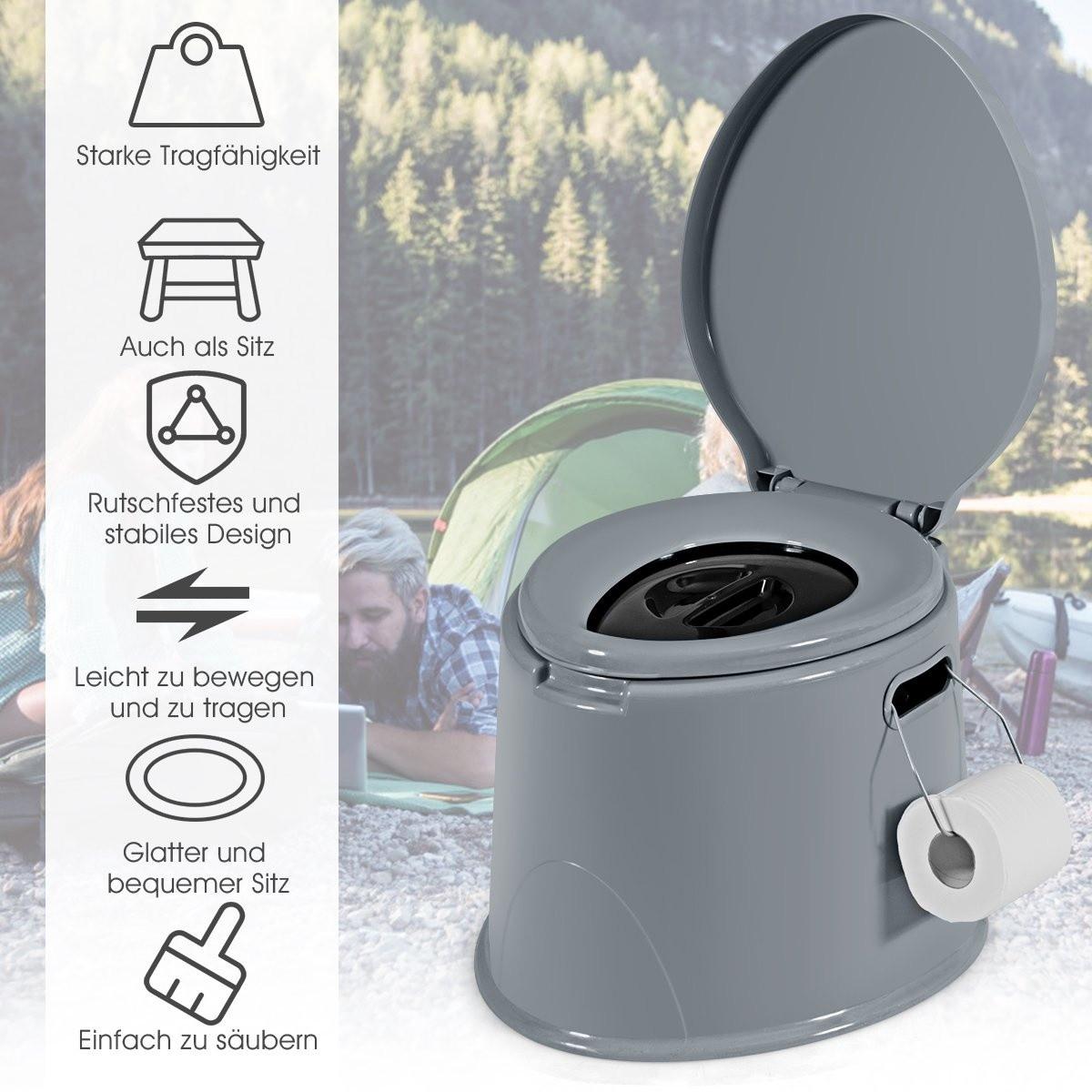 Northix Campingtoilette tragbar Reisetoilette Mobile Toilette mit Abnehmbarem Eimereinsatz Grau