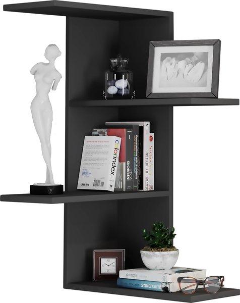 VCM Holzregal hängend | platzsparendes Regal | Maße: H. 77 x B. 45 x T. 45 cm | Elegantes Regal hängend | Aufbewahrungsregal | Bücherregal | Wandboard -