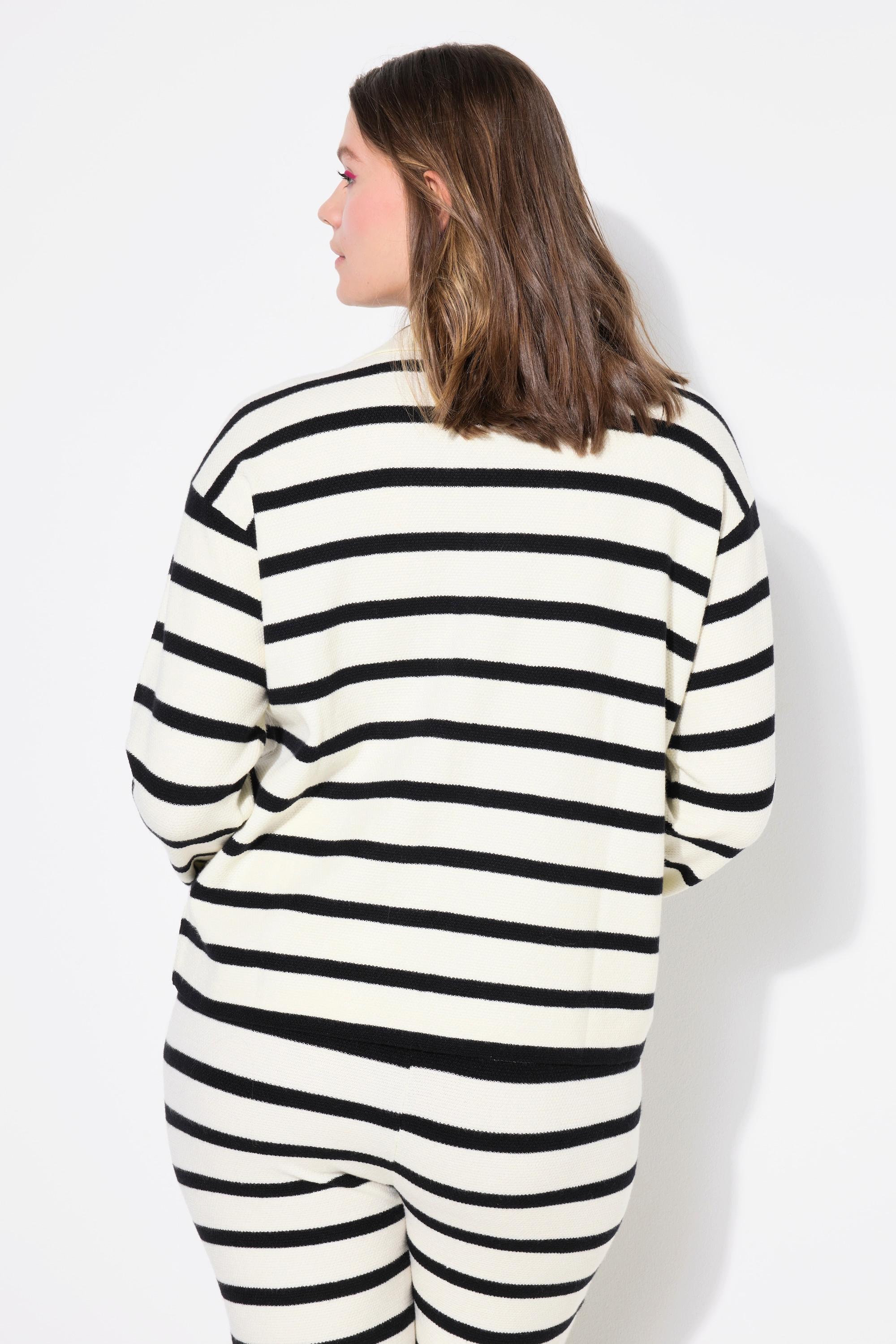 Studio Untold Polo-Pullover, oversize, Strukturstrick mit Ringeln