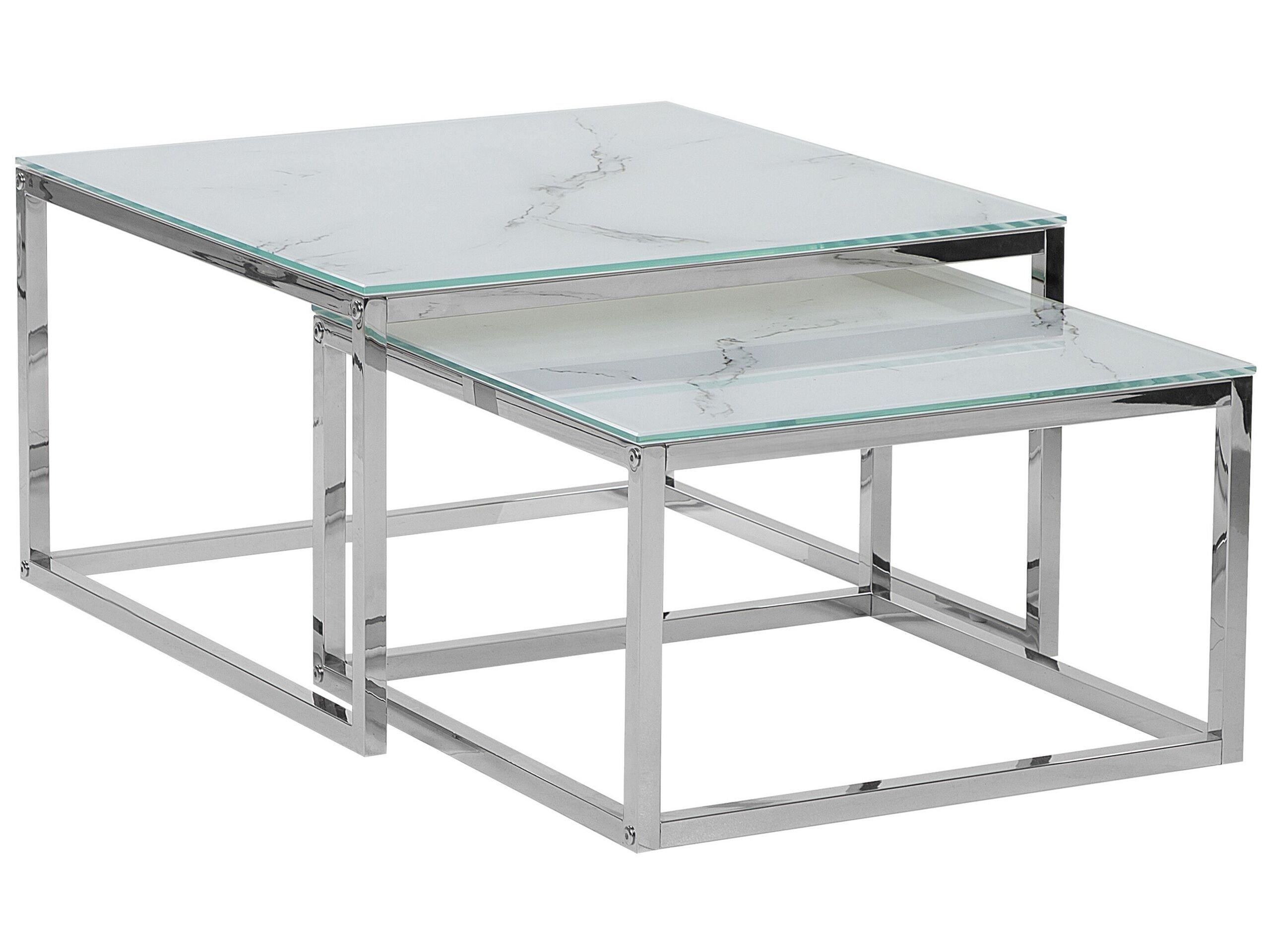 Beliani Couchtisch 2er Set aus Sicherheitsglas Modern BREA