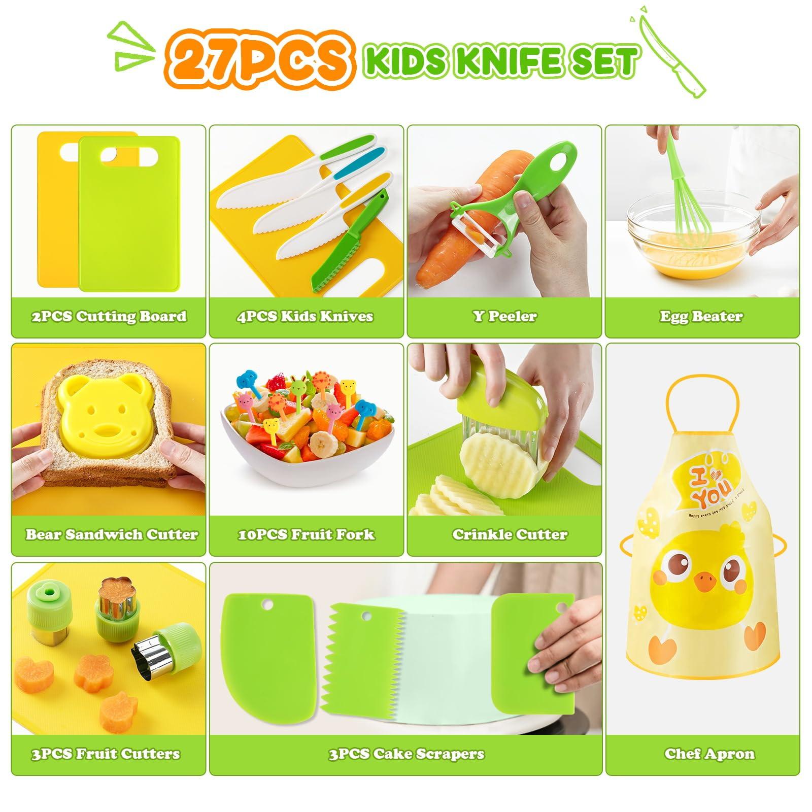 Activity-board Kindermesser 27-teiliges Kindersicherheits-Kochmesserset zum Schneiden und Kochen von Obst und Gemüse