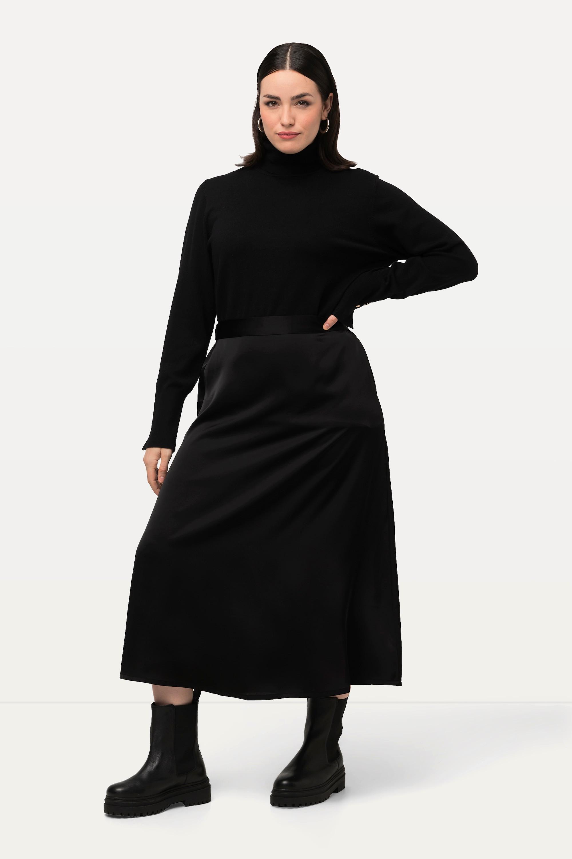 Ulla Popken Satin-Midirock, A-Linie, Komfortbund