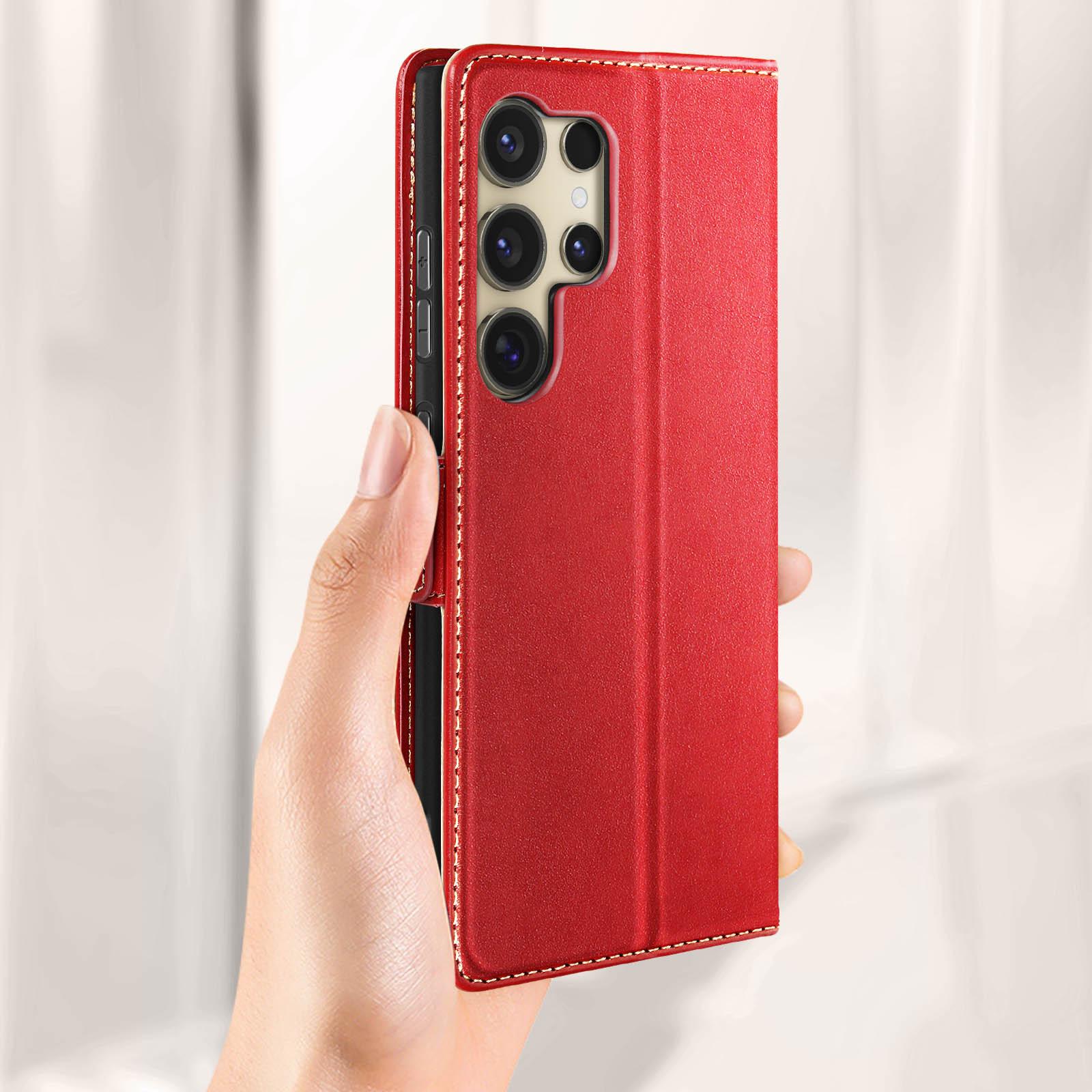 Avizar Samsung S24 Ultra Wallet Hülle Rot