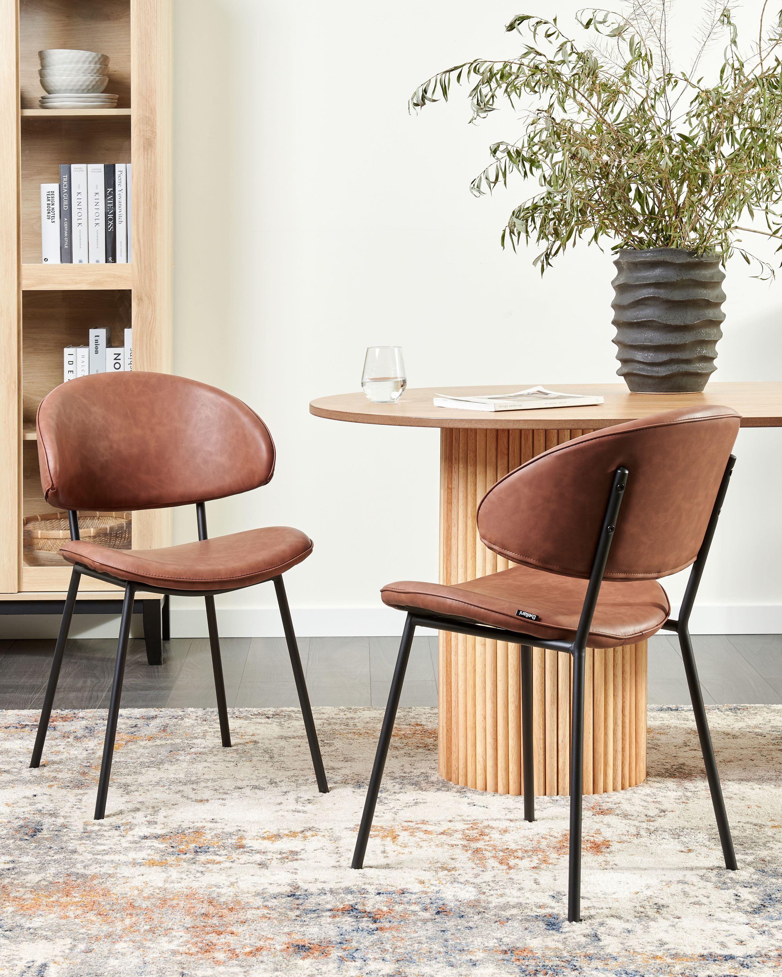 Beliani Esszimmerstuhl 2er Set aus Kunstleder Retro KIANA