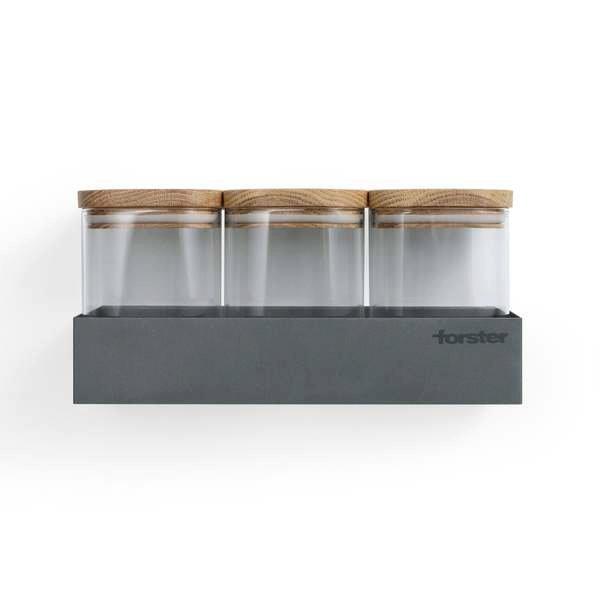 Forster Home Magnetisches Vorratsregal inkl. 3 Glasbehältern Eiche