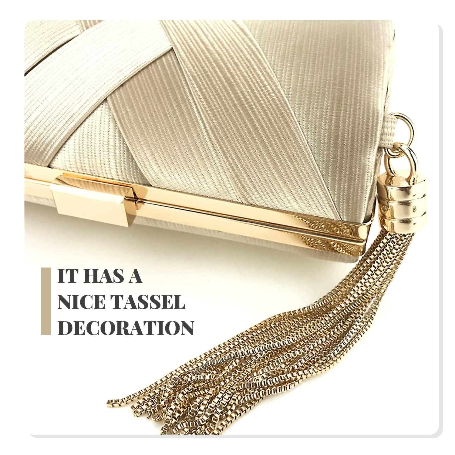 Only-bags.store Abend Clutches Tasche Satin Hochzeit Party Abend Tasche Quaste Anhänger Abend Clutches Tasche Satin Hochzeit Party Abend Tasche Quaste Anhänger