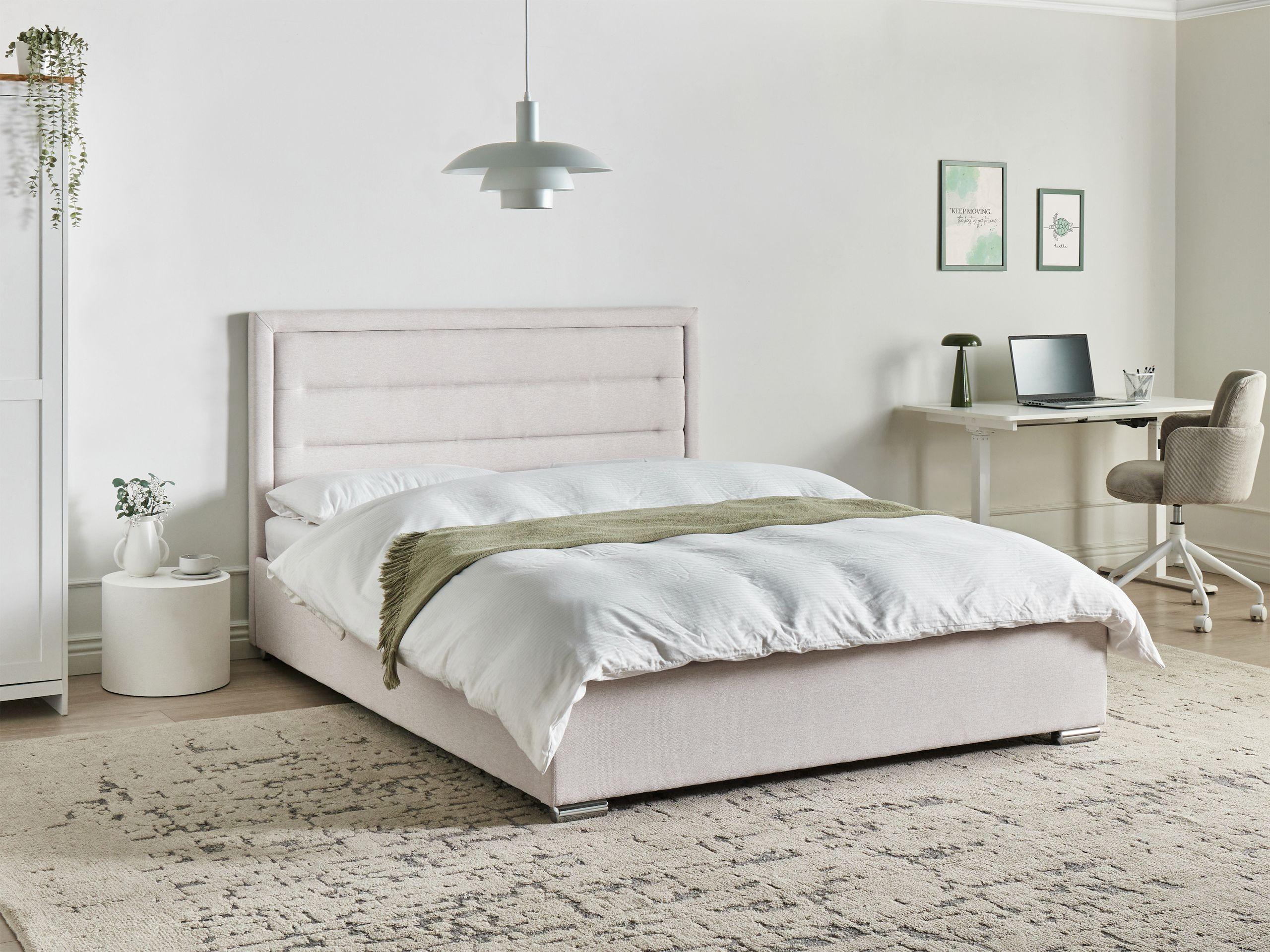 Beliani Bett mit Stauraum aus Polyester Modern ROUEN