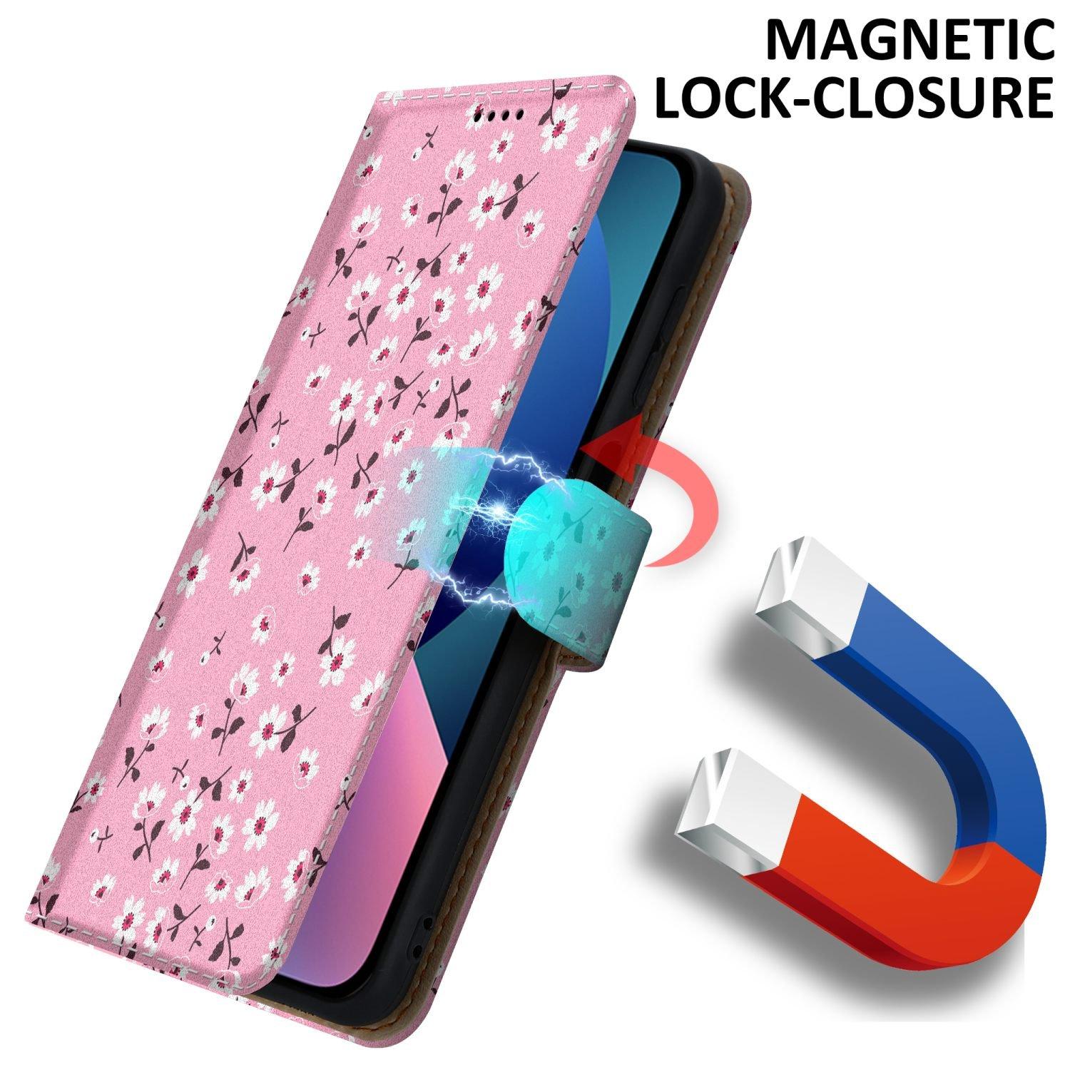 Cadorabo Cadorabo Hülle kompatibel mit Apple iPhone 13 MINI - Schutzhülle mit Magnetverschluss, Standfunktion und Kartenfach