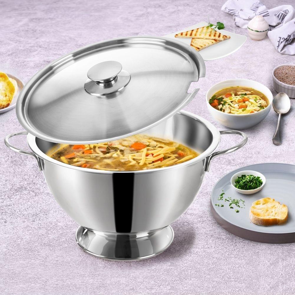Orion Suppenschüssel aus Edelstahl mit Deckel – elegant und praktisch zum Servieren
